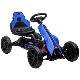Aosom - Kids Pedal Go Kart, Outdoor, Adjustable Seat, Swing Axle, Handbrake, 4 Non-Slip EVA Wheels, Ages 3-8