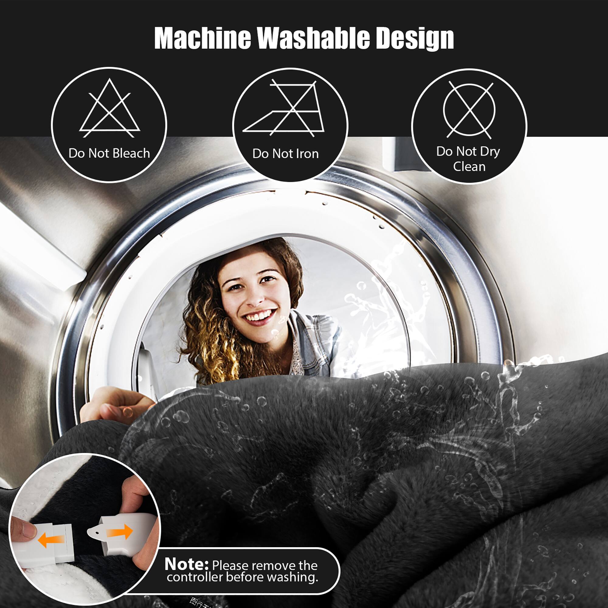 Costway 60'' x 50'' Heated Blanket Throw with 10 Heat & 9 Hours Time