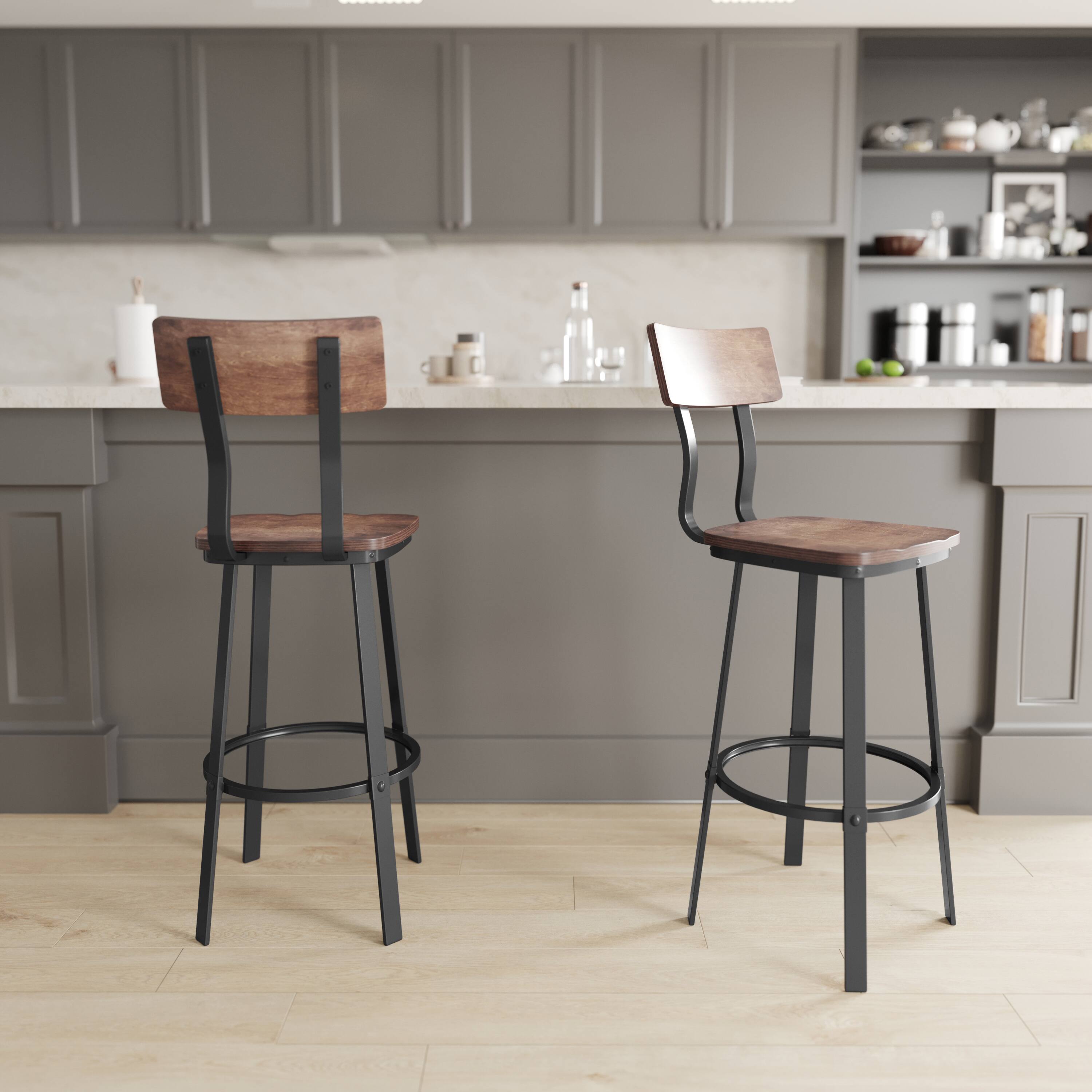 Alt View 3. Emma + Oliver - Restaurant Barstool with Wood Seat & Back and Powder Coat Frame - Antique Copper.