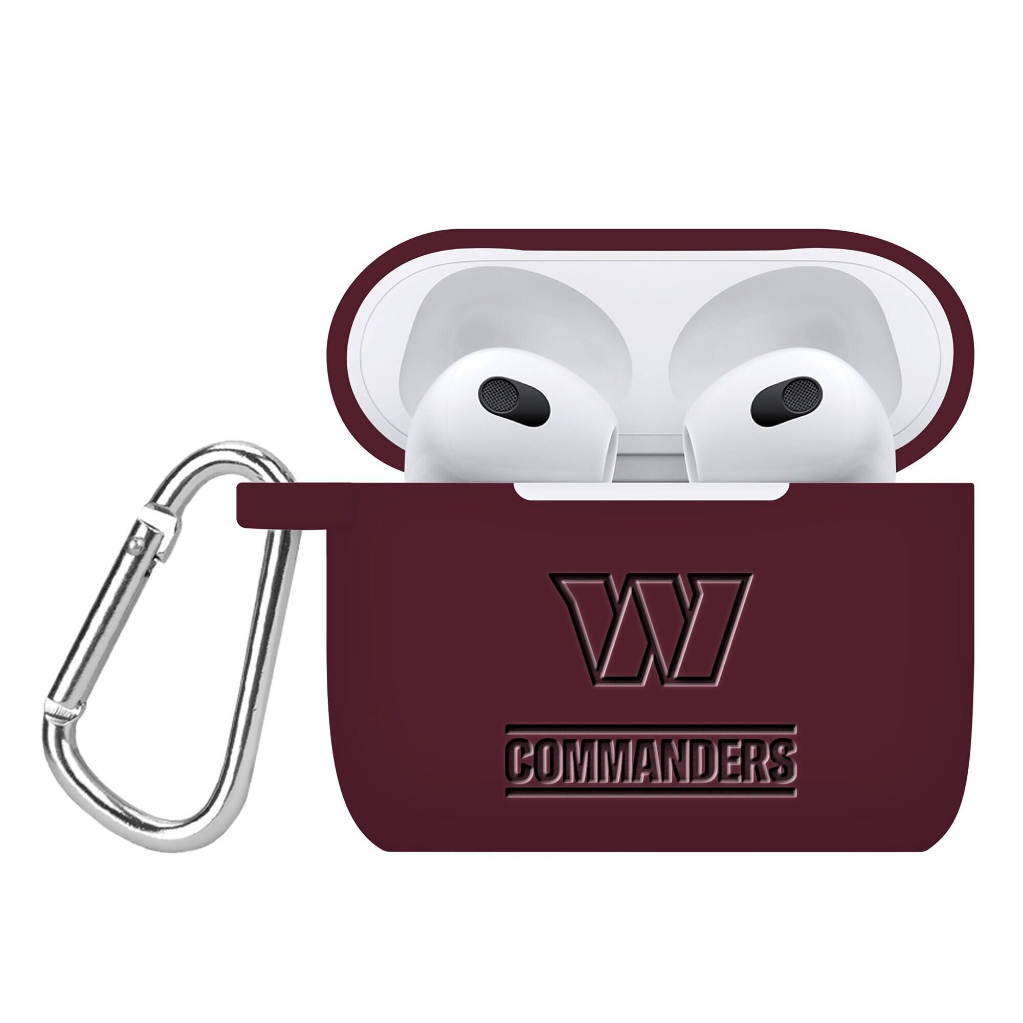 Front. Artinian - Washington Commanders Debossed Silicone AirPods Gen Three Case Cover - No Size - Multicolor.