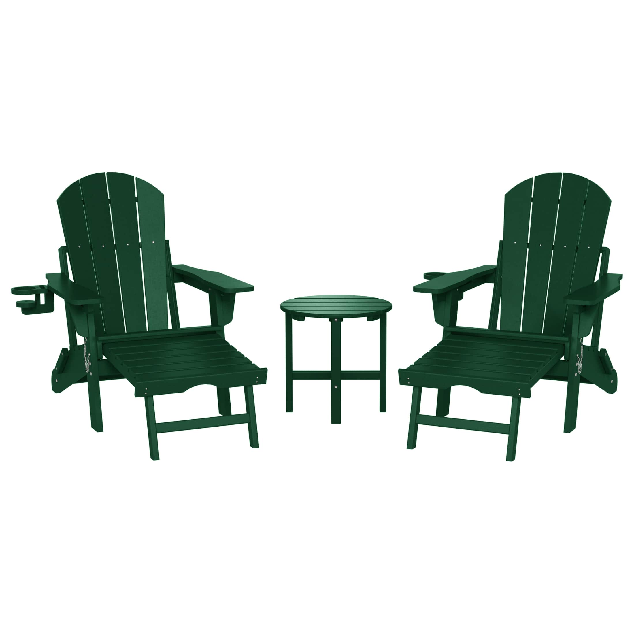 WestinTrends - Malibu 3-Piece Outdoor Folding Adjustable Adirondack Chair with Cup Holder & Side Table - Dark Green price history on PriceWatchPro