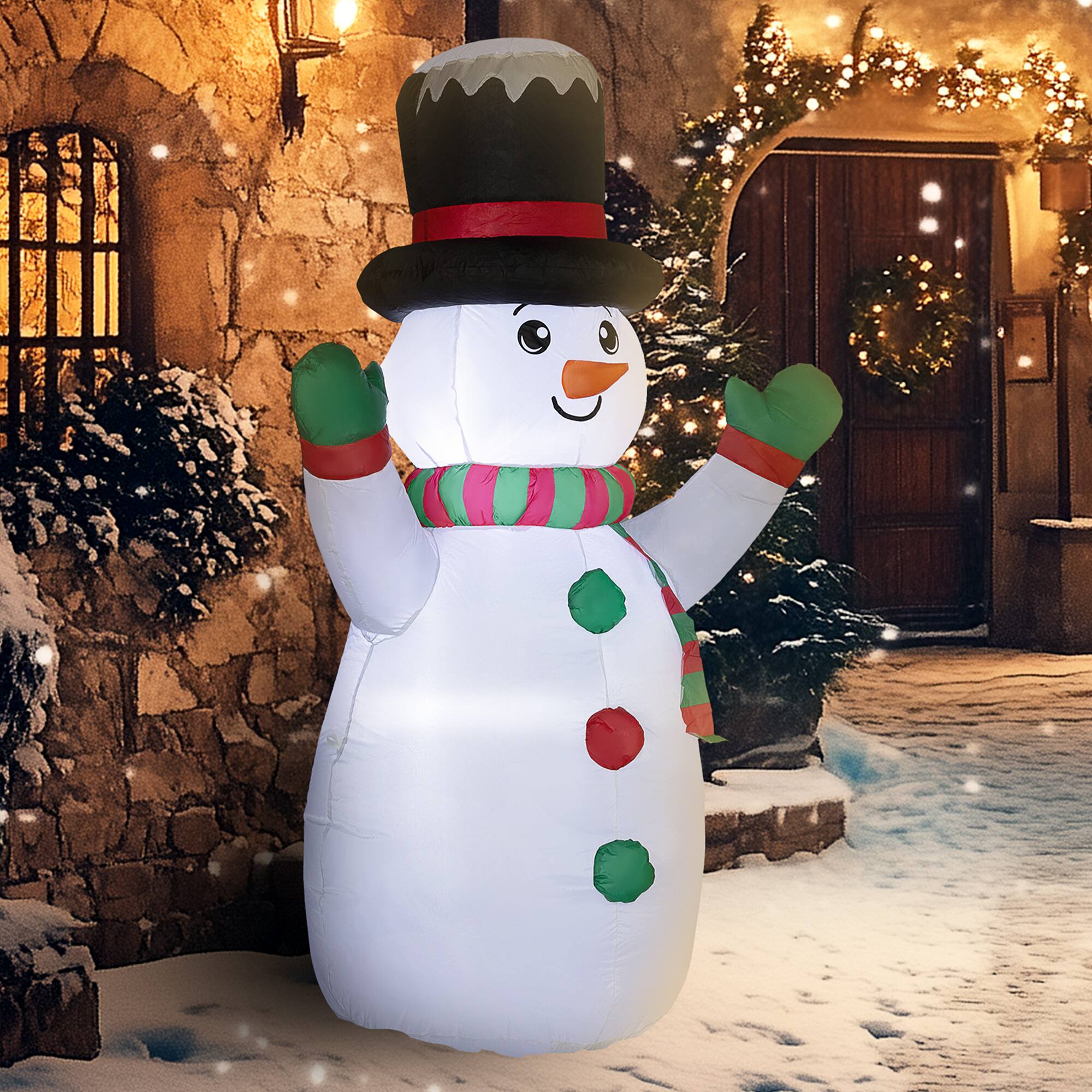 Alt View 1. Outsunny - 6ft Inflatable Snowman, Xmas Blow Up Yard Decorations with Built-in LED Lights - White.