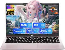 NIMO - 15.6" Light-Gaming-Laptop, 8 Cores AMD Ryzen 7 Pro 6850U 32GB LPDDR5 RAM 1TB SSD - Rose Gold