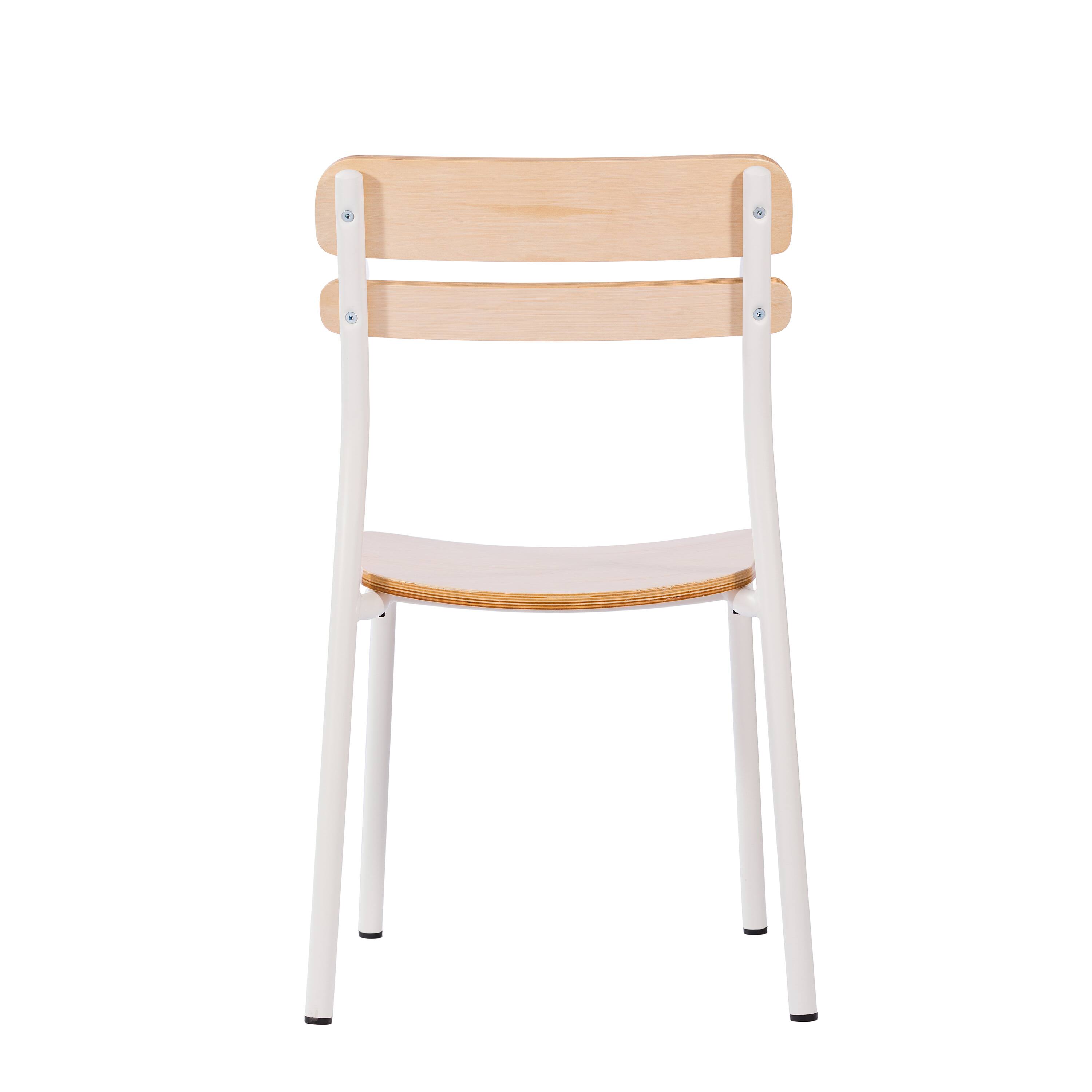 Alt View 7. Emma + Oliver - Blanchard Set of 2 Dining Chairs with Metal Frames and Solid Wood Seats and Backs with Antique Finishes - Antique White.