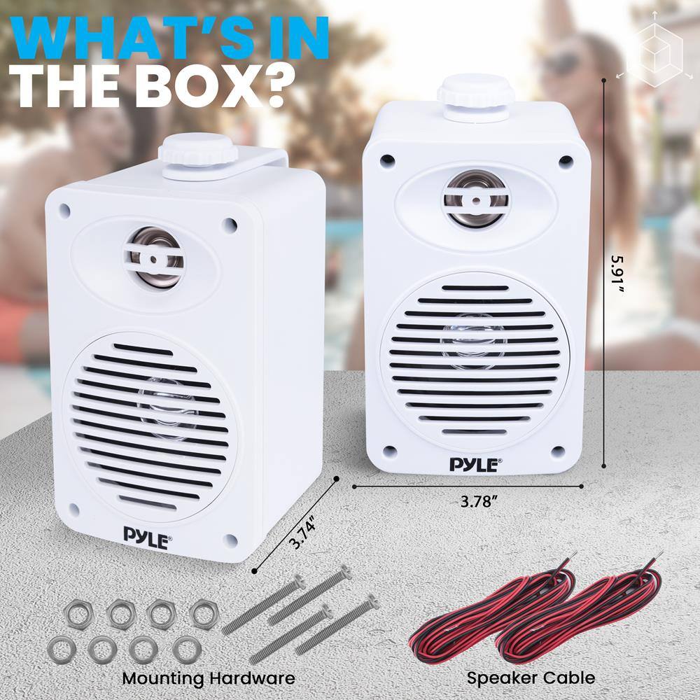 WHAT'S IN THE BOX?  
1 = 5.91"  
PYLE  
3.74"  
3.78"  
Mounting Hardware  
Speaker Cable