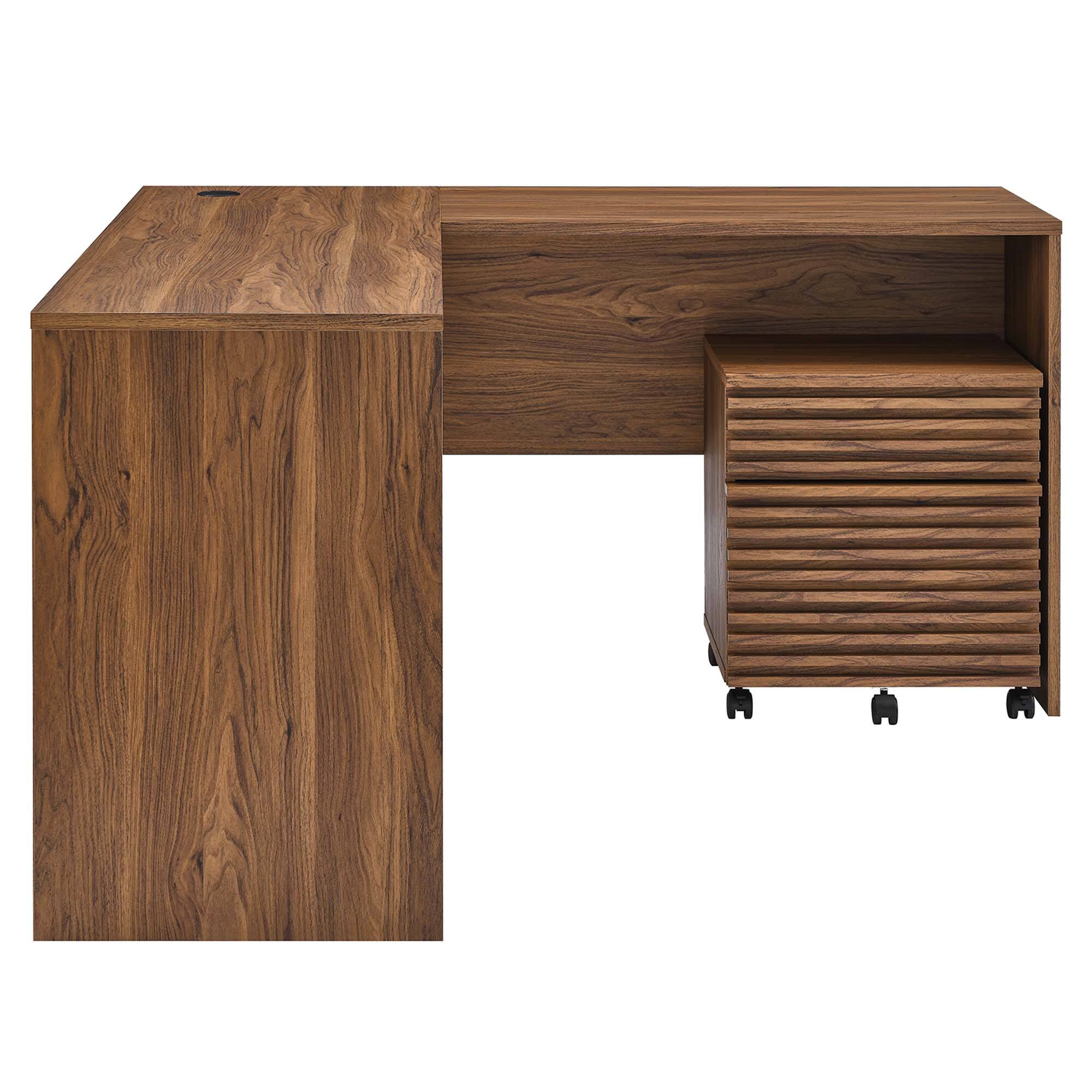 Alt View 7. Modway - Render Wood Desk and File Cabinet Set by Modway - Walnut.