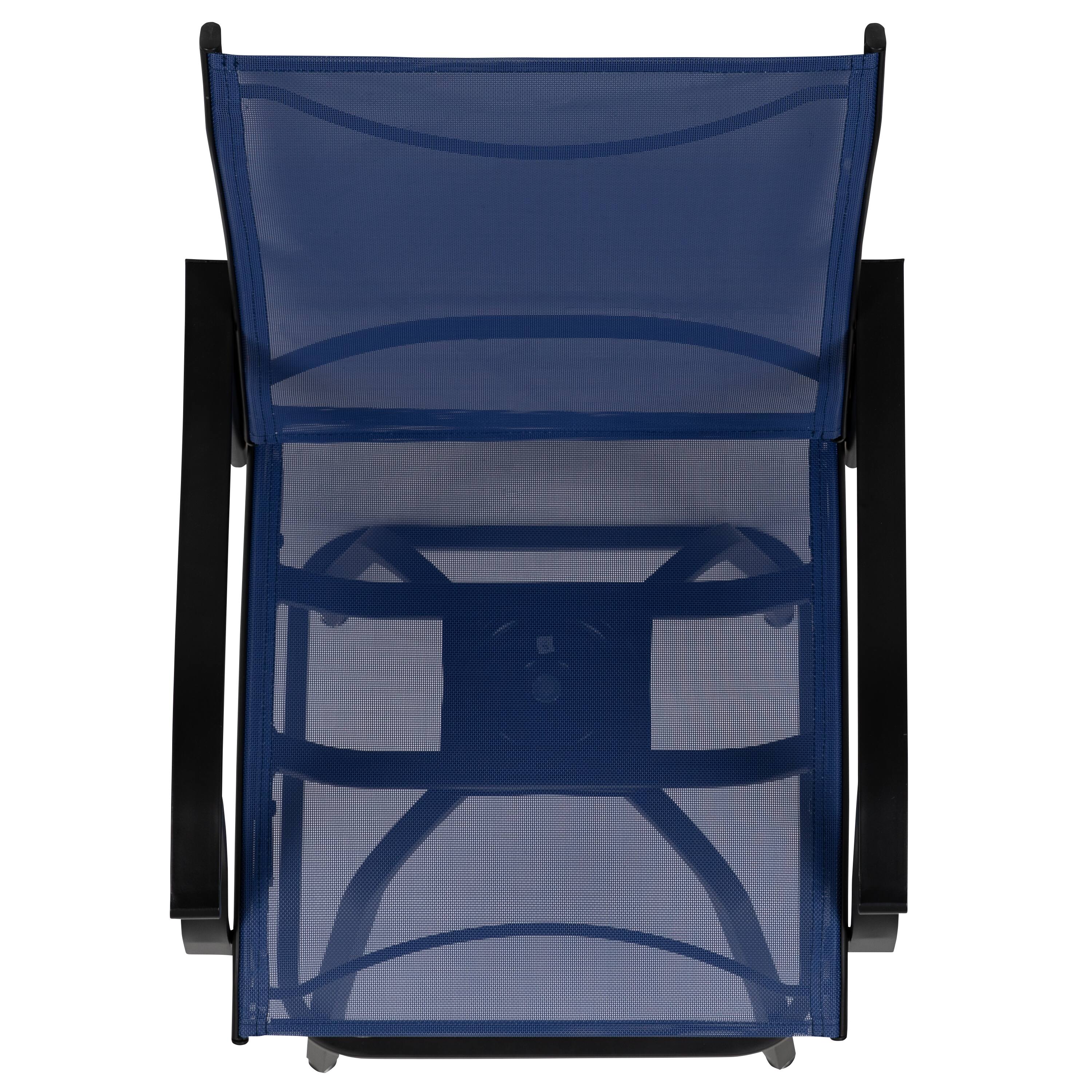 Alt View 9. Emma + Oliver - Patio Bar Height Stools Set of 2, All-Weather Textilene Swivel Stools - Navy.