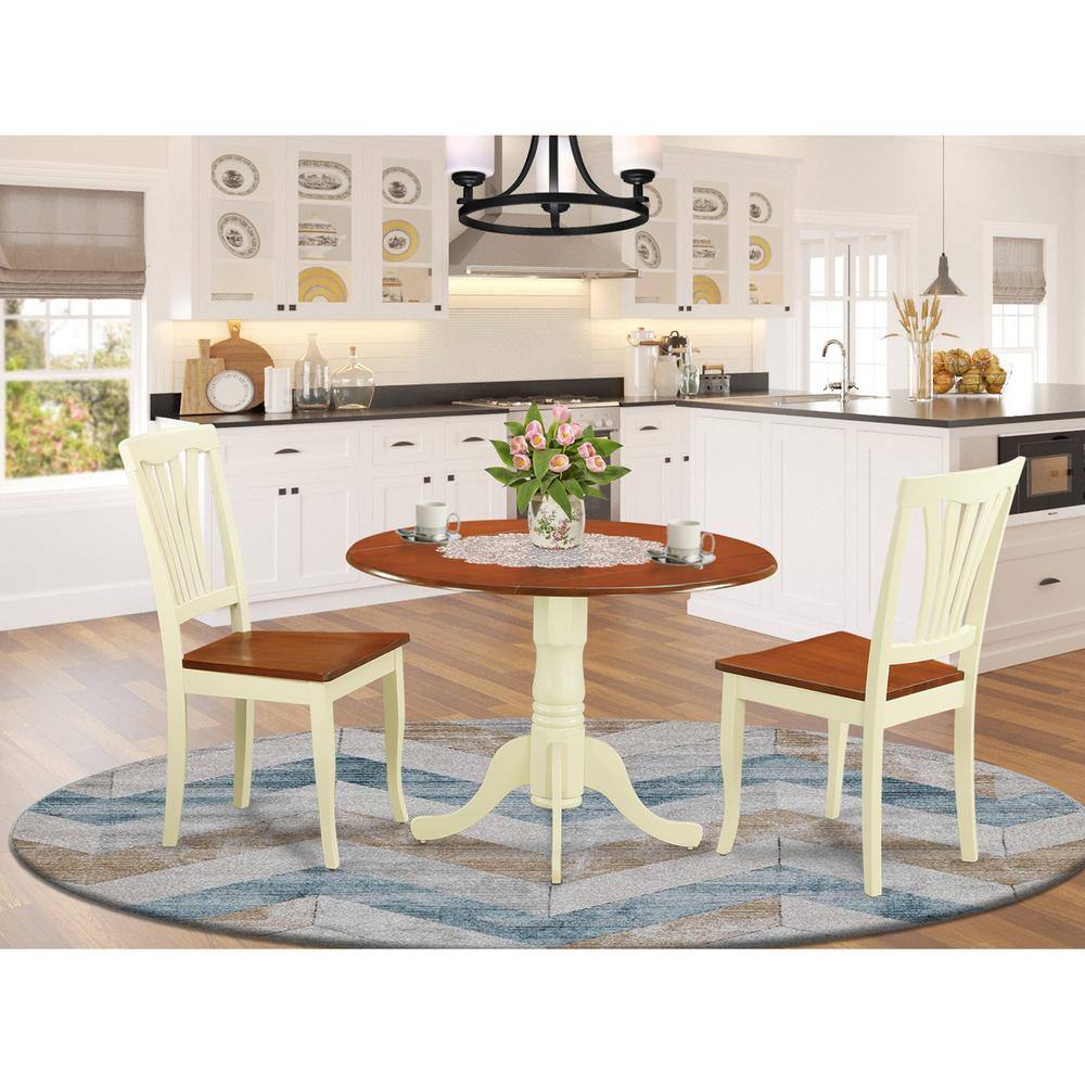 East West Furniture 3 PC round Table set Dining Table and 2 Kitchen ...