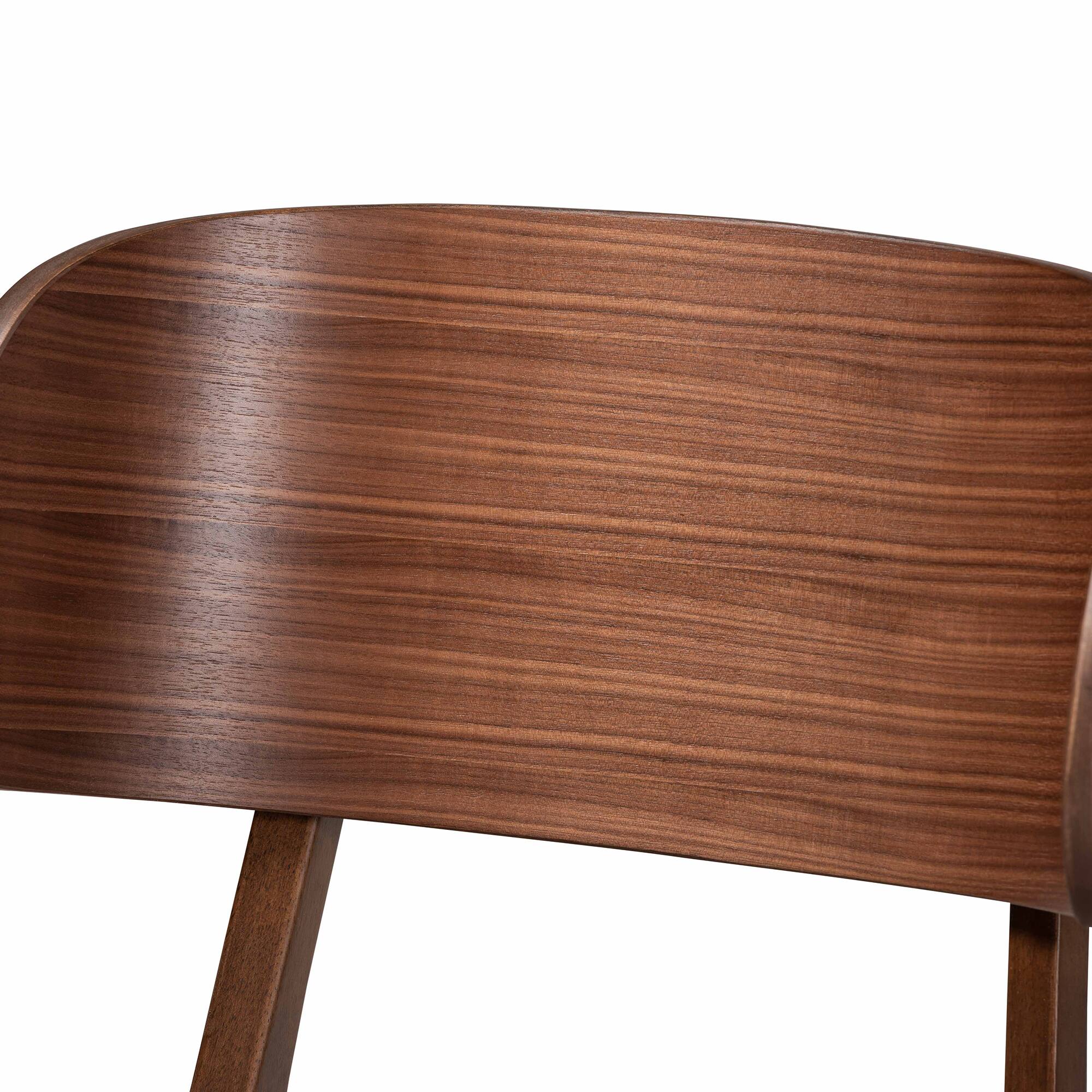 Back. Baxton Studio - Alston Mid-Century Modern Fabric Upholstered and Finished Wood 2-Piece Dining Chair Set - Beige/Walnut Brown.