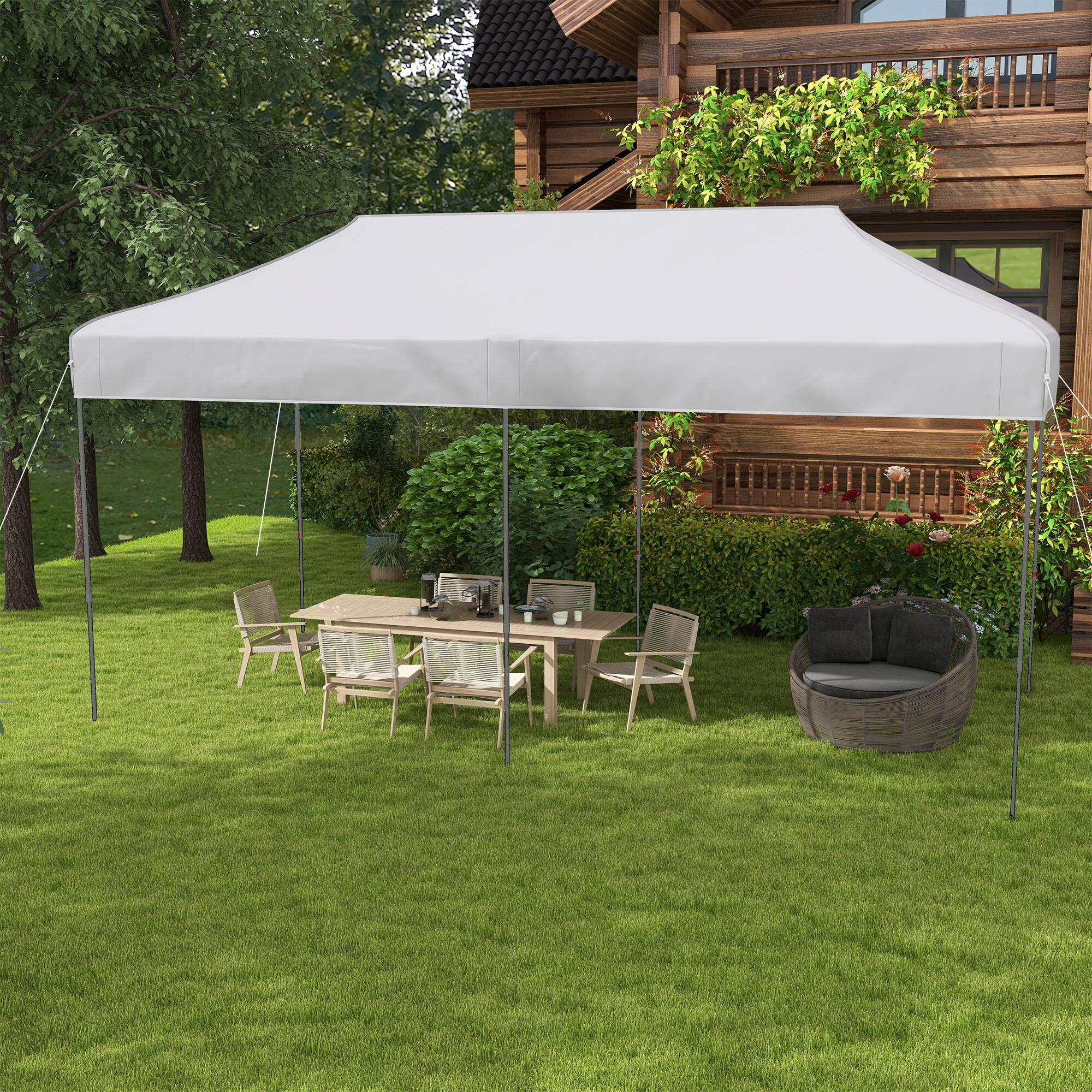 Alt View 1. Outsunny - 10' x 20' Pop Up Canopy Tent, Instant Sun Shelter with 3-Level Adjustable Height - White.