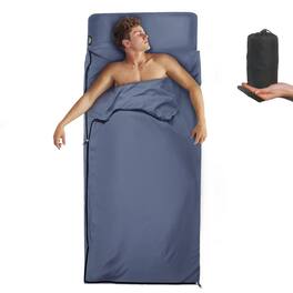 Dapper Styles - Sleeping Bag Liner Travel Sheet Camping For Backpacking Hotel Hostels Traveling Comfy Easy Care Full-length - Navy