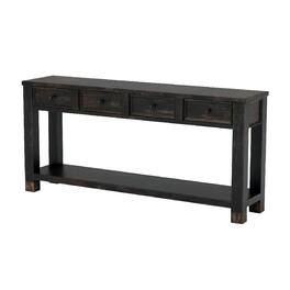 Manhattan Lane - Sofa Table with 4 Drawers and Thick Block Legs, Antique Black - Brown