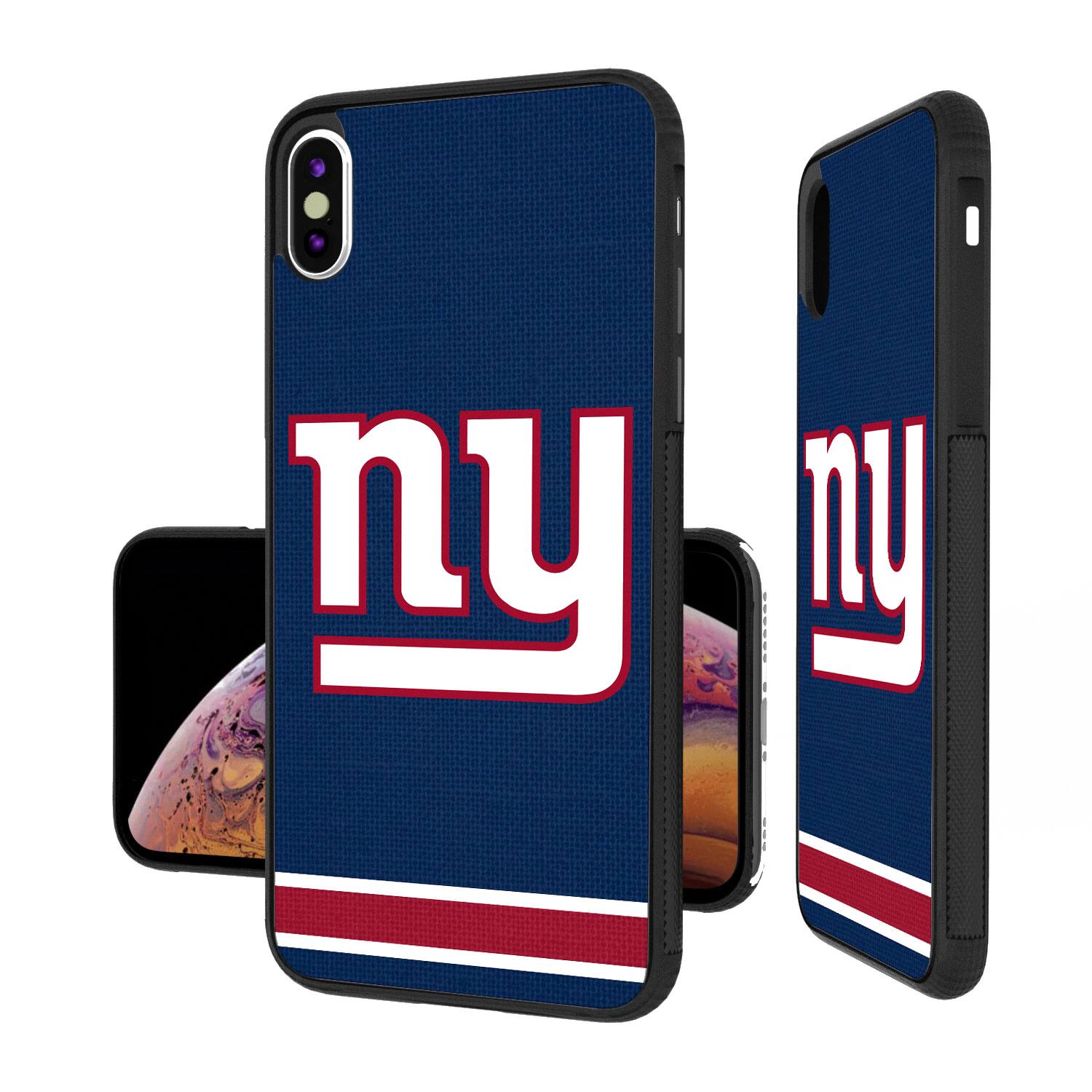 Alt View 1. Keyscaper - New York Giants iPhone Stripe Design Bump Case - 14 Pro Max - Multicolor.