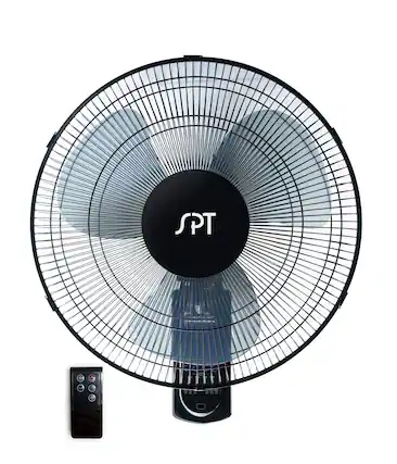 Front. SPT - 16″ Wall Mount Fan with Remote Control.