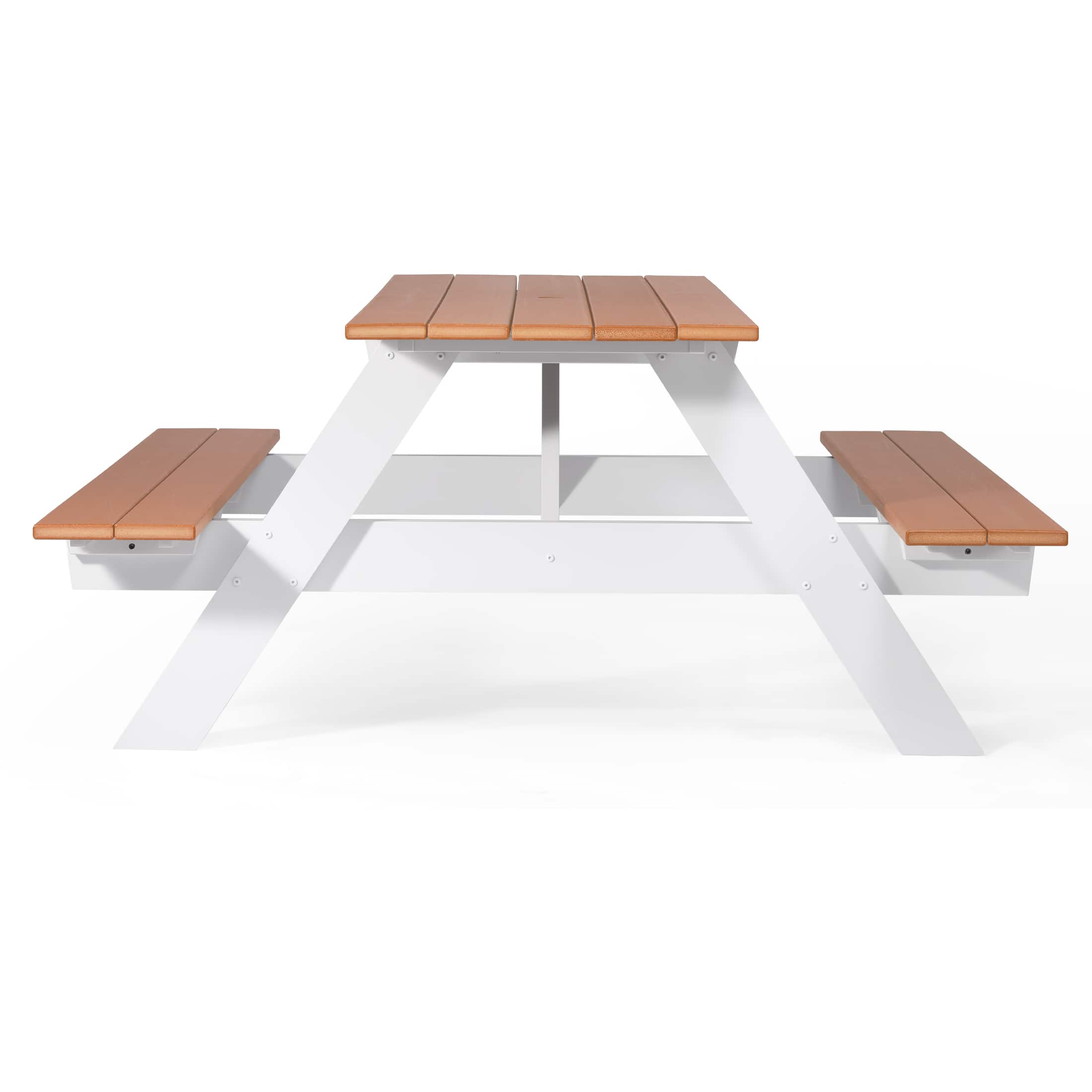 "WestinTrends - Greenville Outdoor 70"" HDPE Plastic Picnic Table Bench With Umbrella Hole - Teak" price history on PriceWatchPro