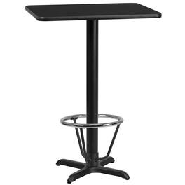 Emma + Oliver - 24"x30" Rectangular Laminate Bar Table with 22"x22" Foot Ring Base - Black