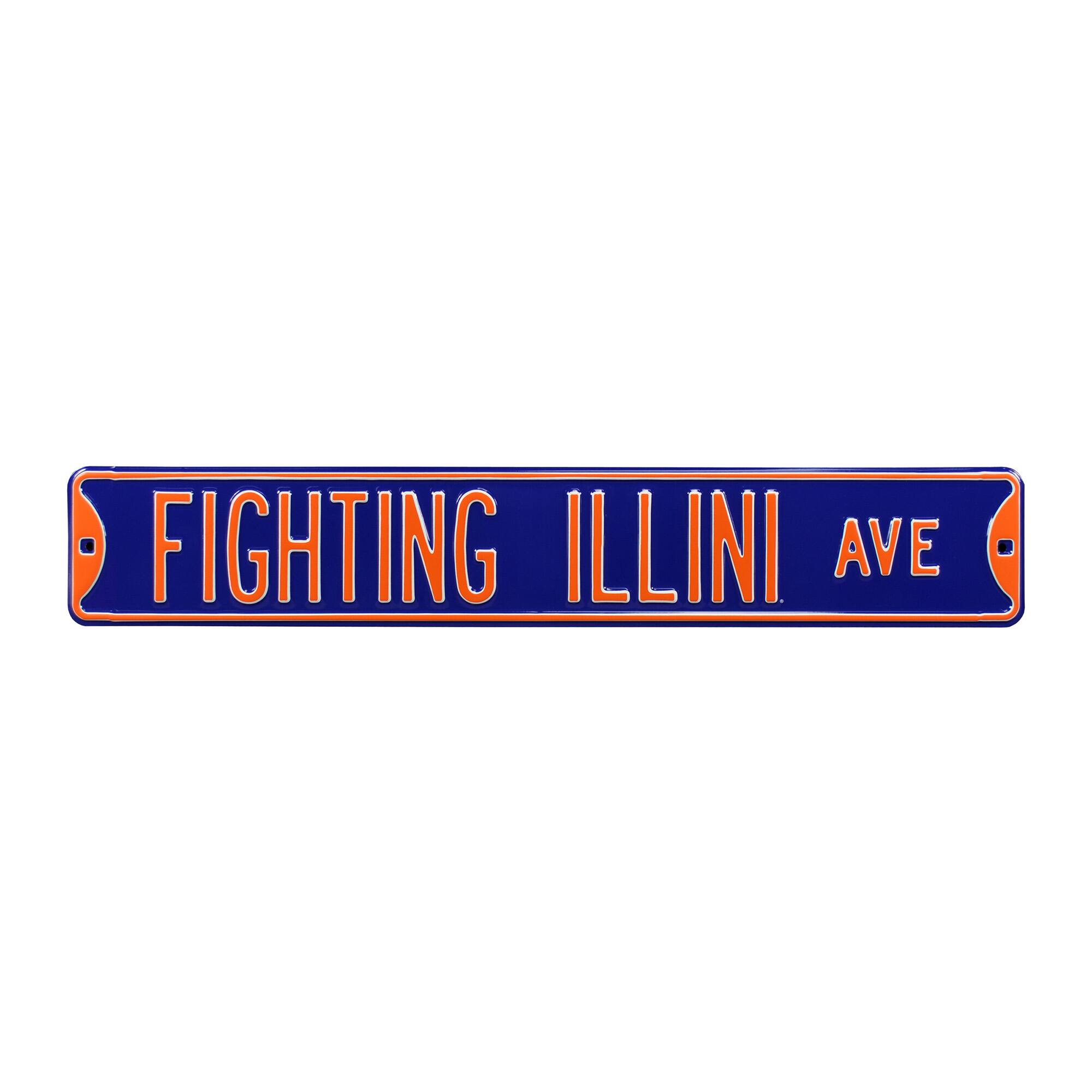 Navy Illinois Fighting Illini 6" x 36" College Ave Street Sign