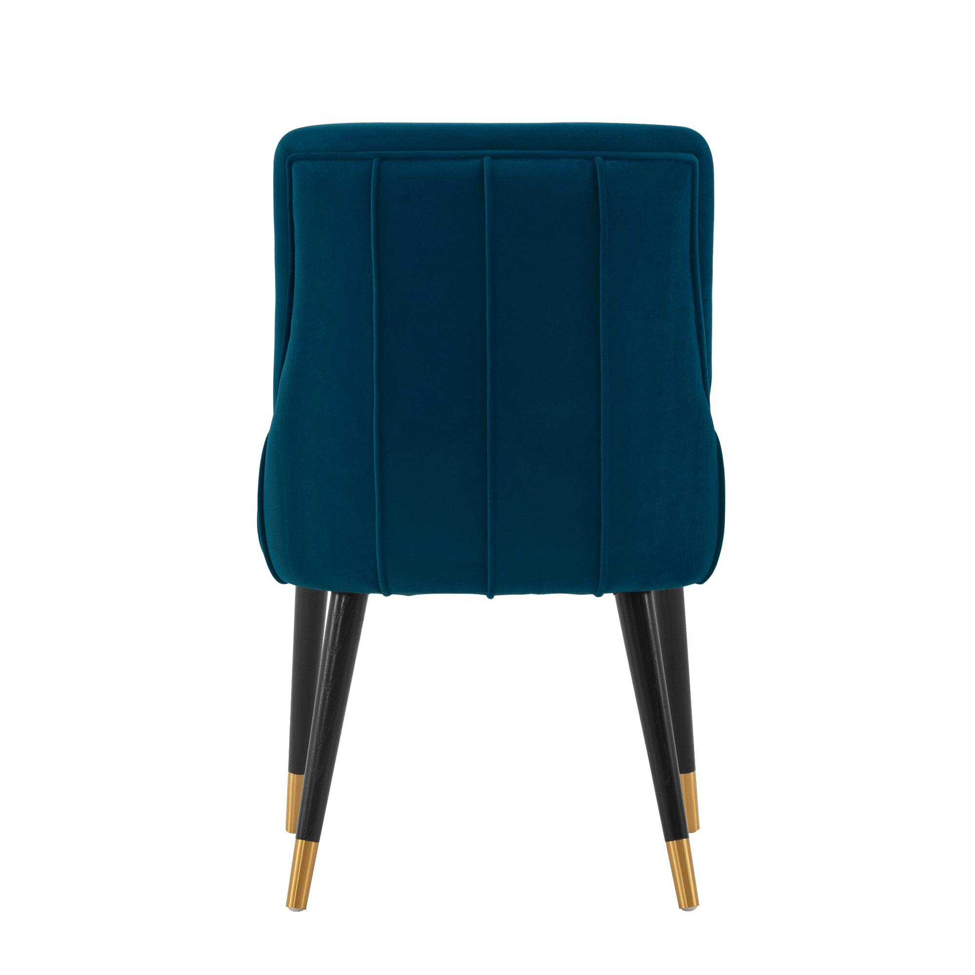 Alt View 4. Manhattan Comfort - Eda Modern Wood Upholstered Dining Chair - Set of 2 - Midnight Blue.