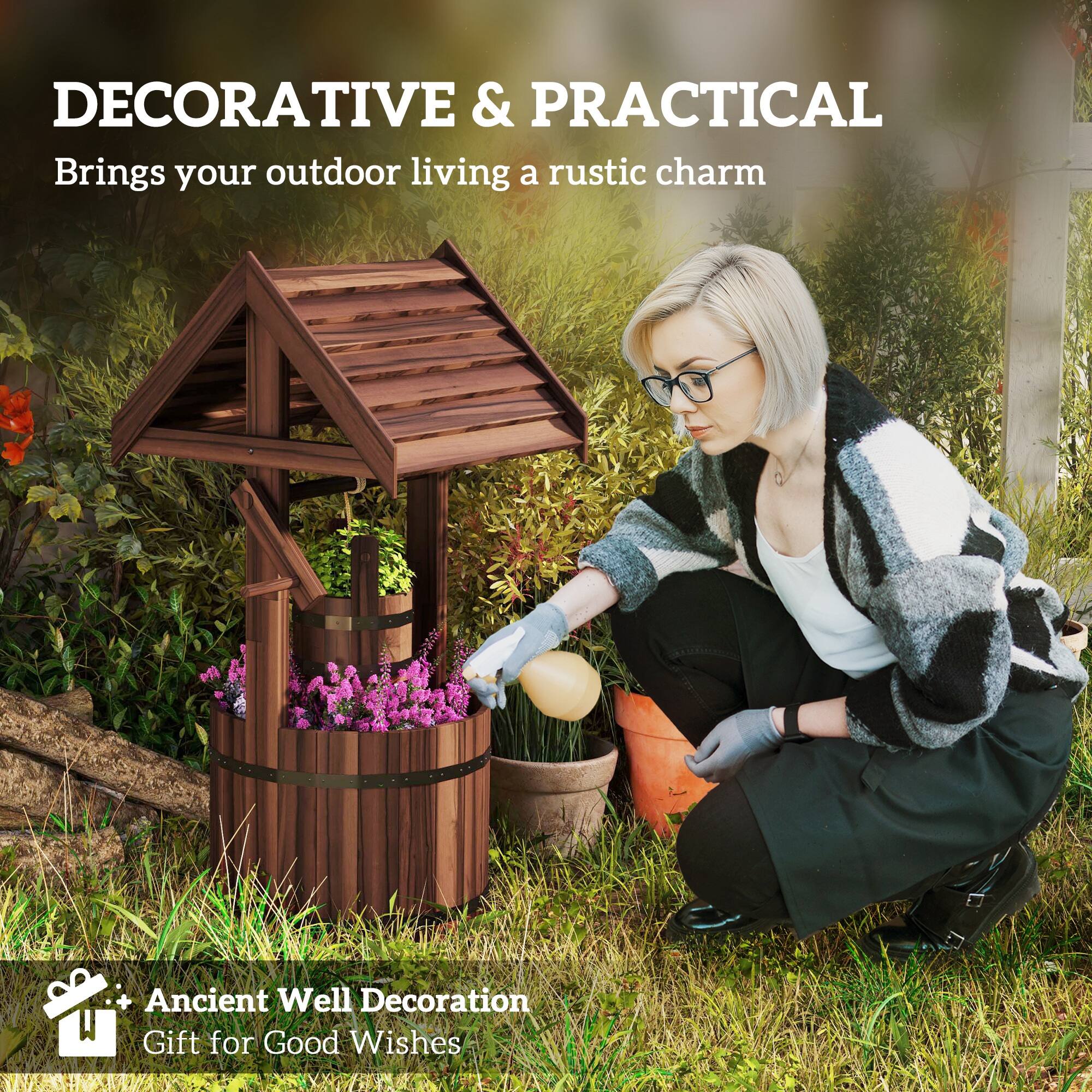 DECORATIVE & PRACTICAL  
Brings your outdoor living a rustic charm  

Ancient Well Decoration  
Gift for Good Wishes