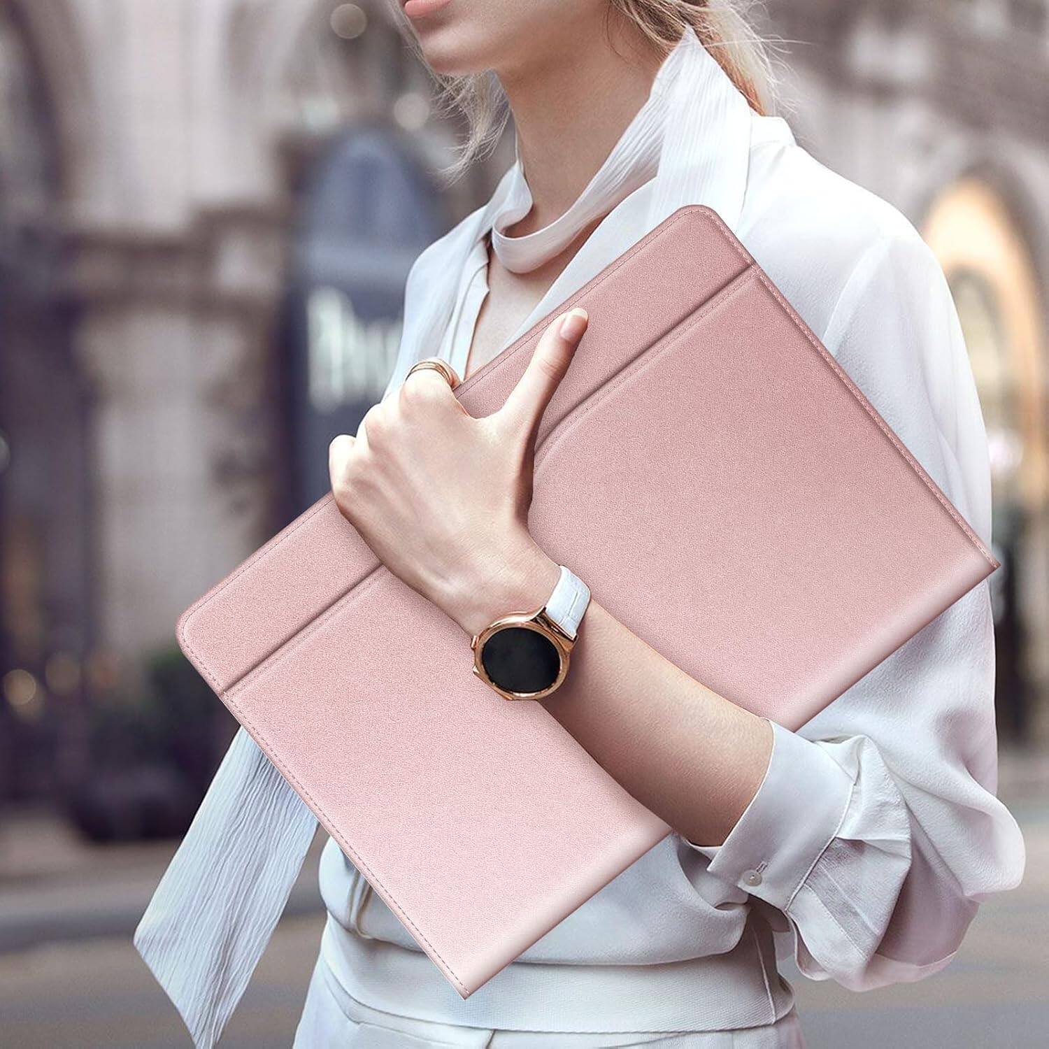 Alt View 3. Fintie - Sleeve Case for MacBook Air 13.6"/ Air 13.3", MacBook Pro 13" A3449 A3240 A3113 A2681 A2337 A2179 A1932 Folio Book Cover - Rose Gold.
