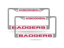 Rico Industries - Wisconsin Badgers Chrome Metal Laser Cut License Plate Frame - Set of 2 Frames - Multi