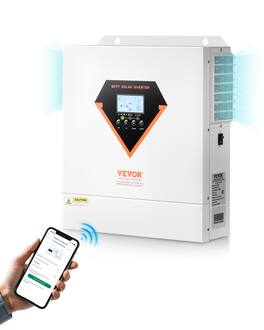 VEVOR - Hybrid Solar Inverter, 3000W, All in One Pure Sine Wave Power Inverter Charger, 24V DC to 110/120V AC - White