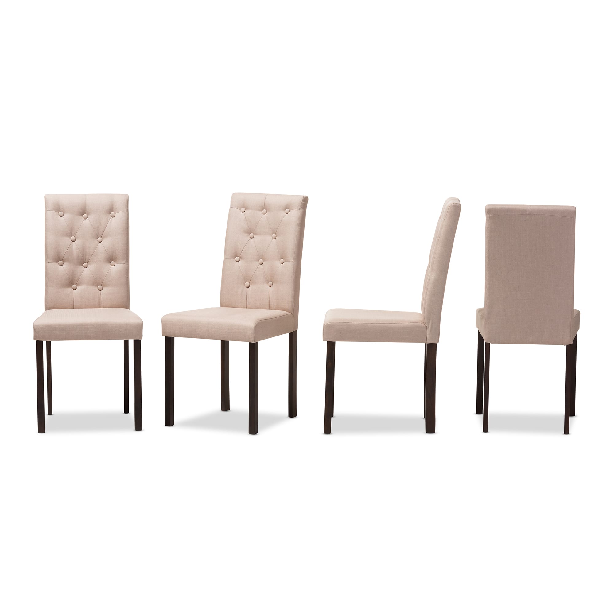 Baxton Studio - Gardner Modern and Contemporary Finished Fabric Upholstered Dining Chair - Beige/Dark Brown