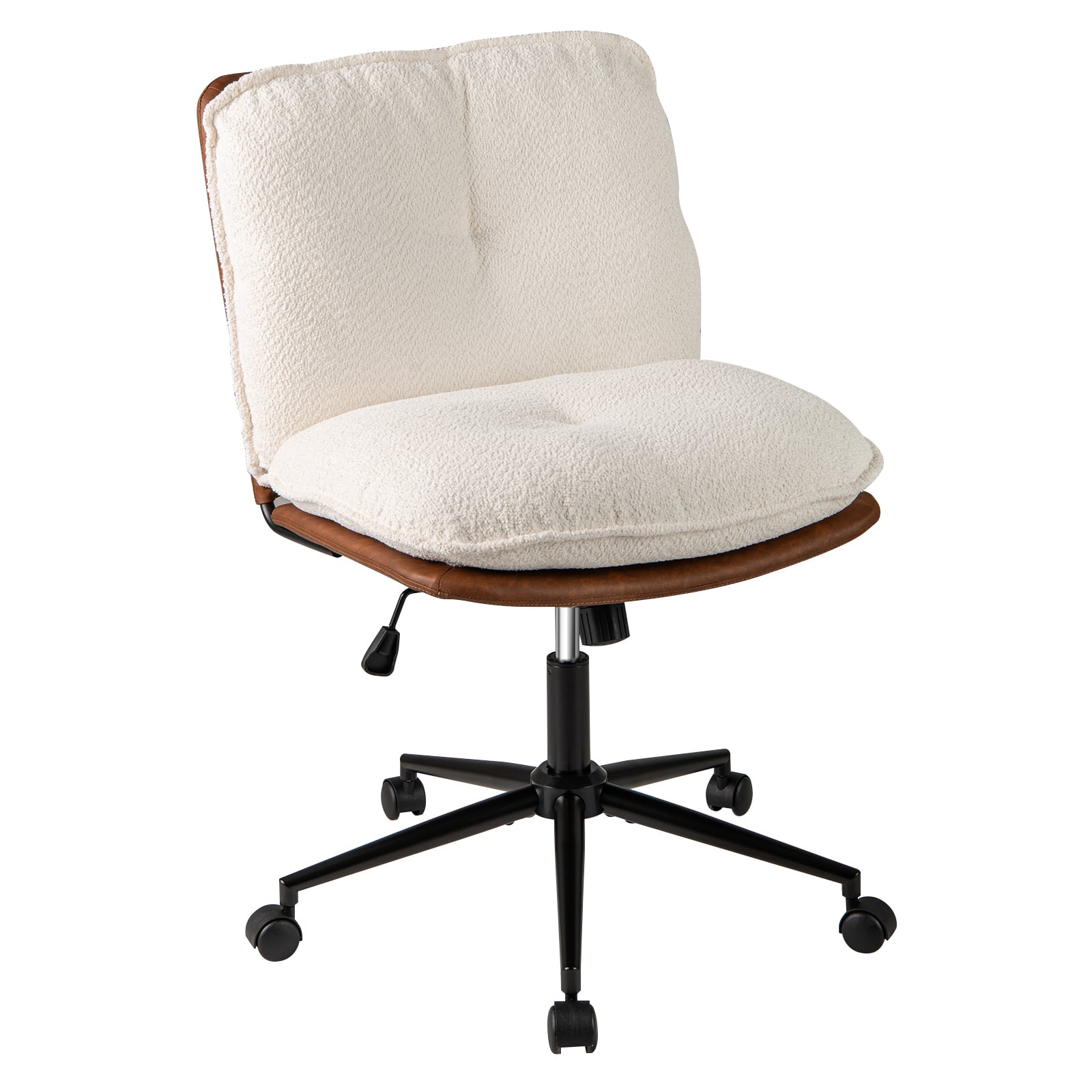 WELLFOR - Armless Home Office Chair with Rocking Backrest - Brown and White price history on PriceWatchPro