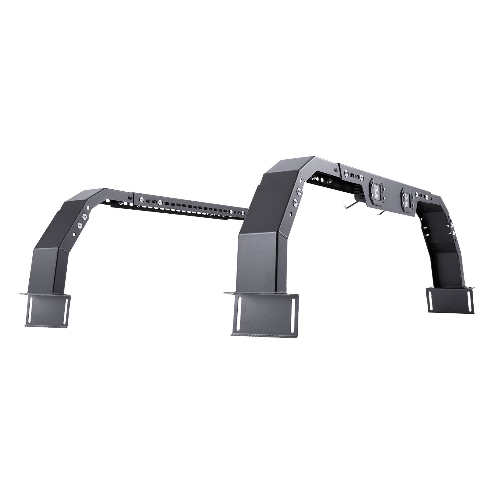 Alt View 5. VEVOR - Overland Truck Bed Rack, 14.4-17.3 in Height, Adjustable Bed Cargo Rack with Security LED Light - Black.