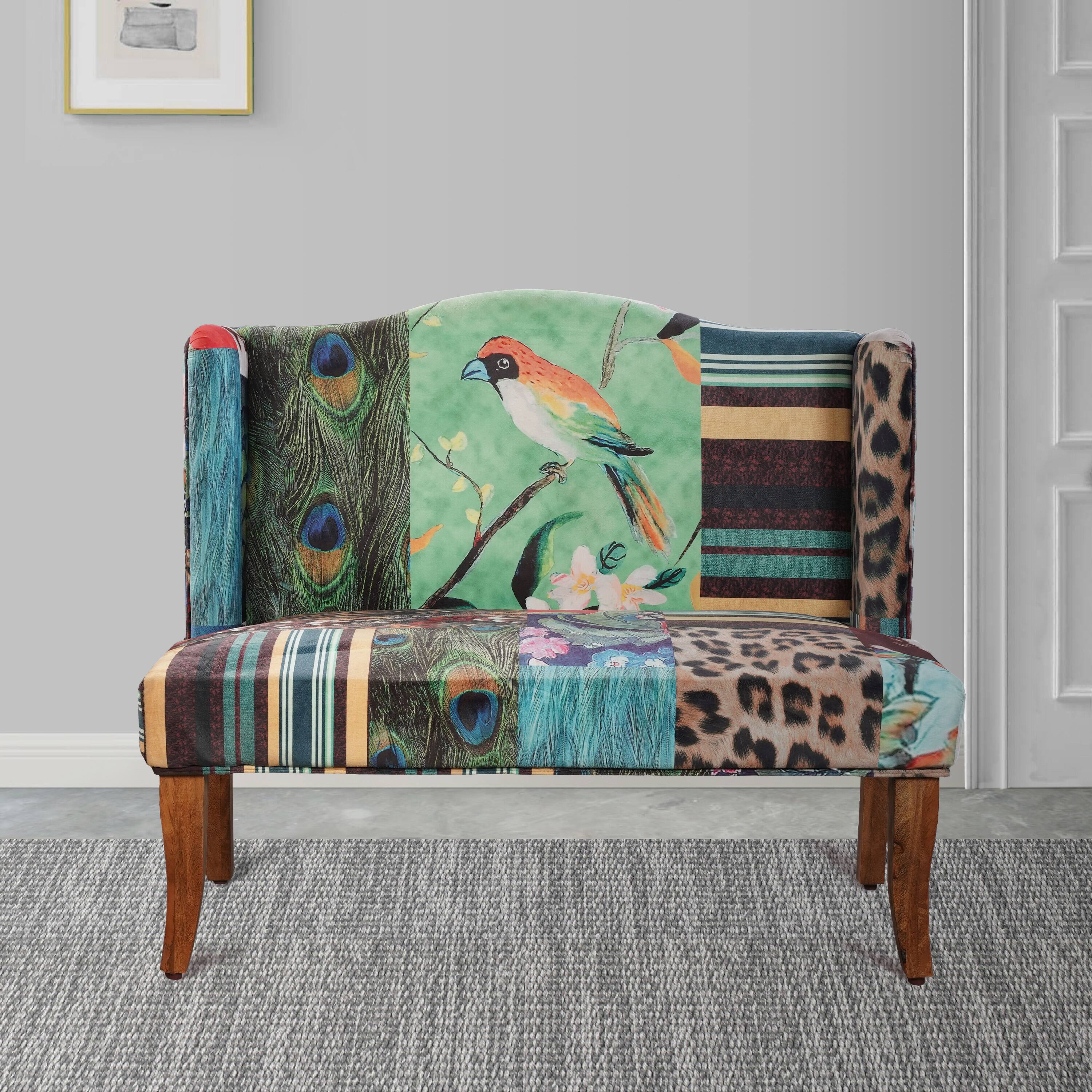 Alt View 5. Manhattan Lane - Vesta Bird Collage Print Settee - Multicolor.