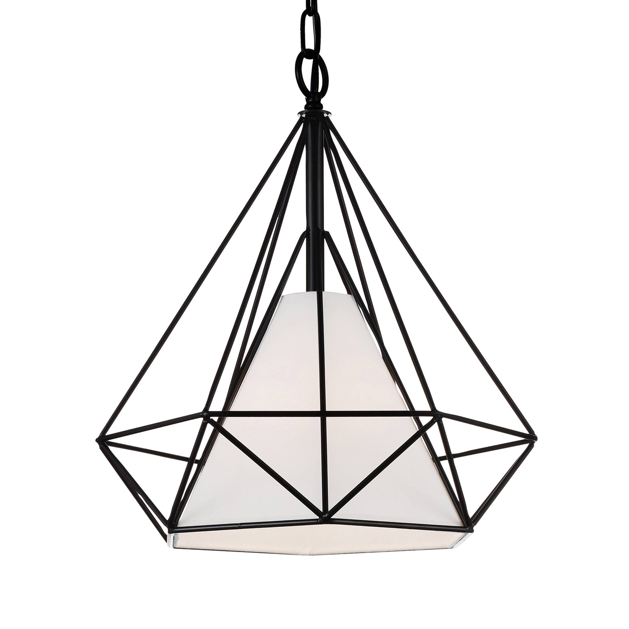 Angle. CWI Lighting - Diamond 1 Light Down Pendant With Black Finish - Black.