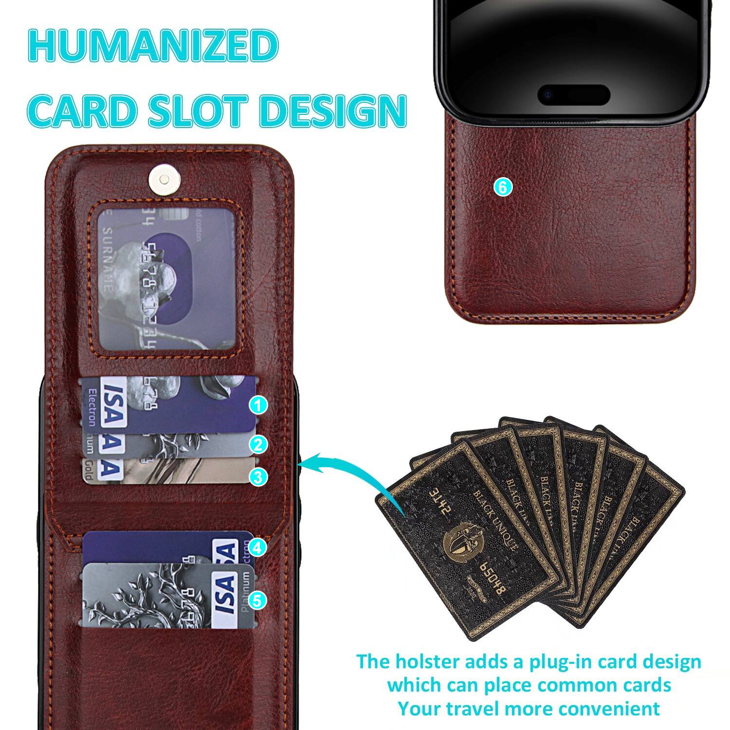 HUMANIZED CARD SLOT DESIGN

The holster adds a plug-in card design which can place common cards. Your travel more convenient