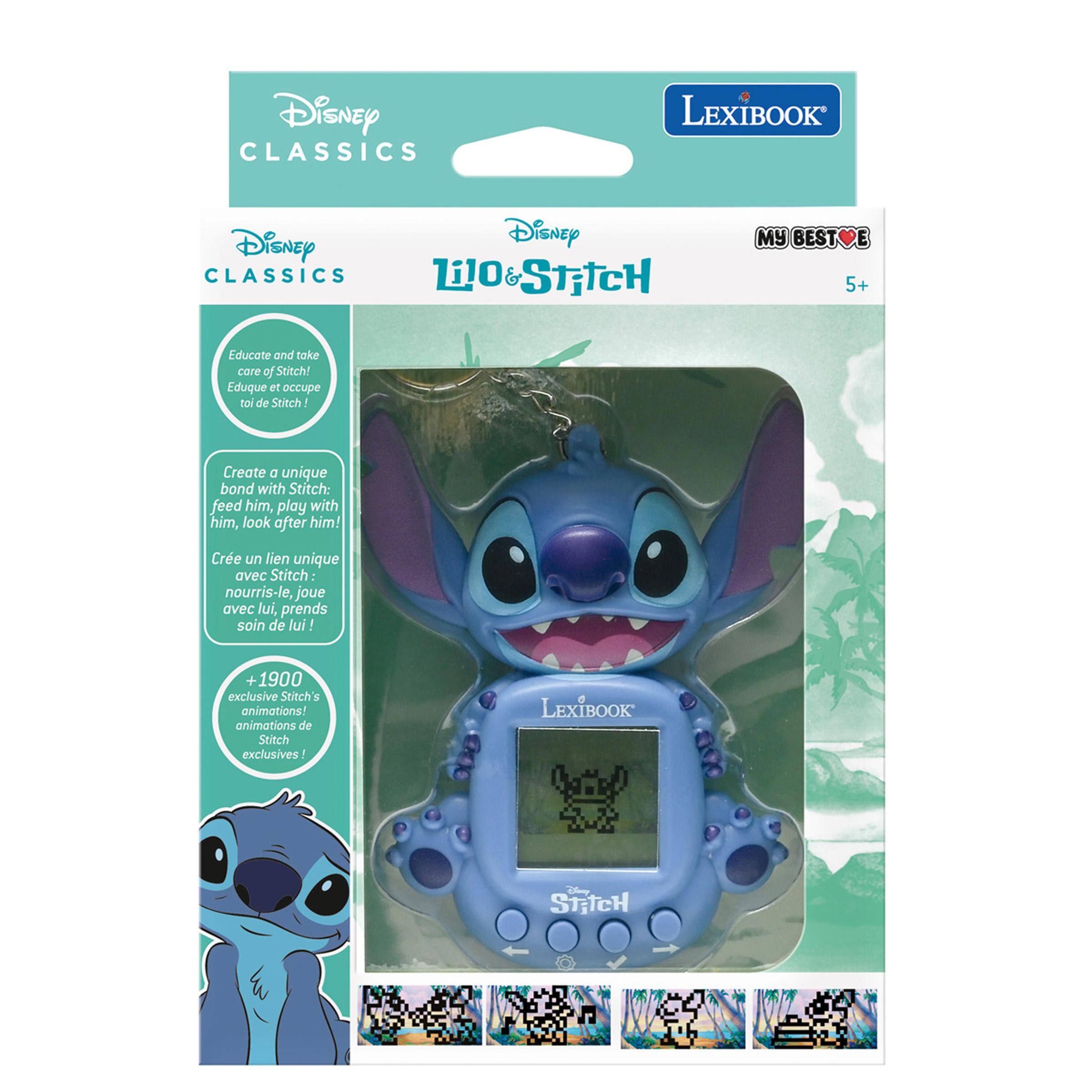 Disney CLASSICS  
LEXIBOOK  
Disney CLASSICS  
Lilo & Stitch  
MY BESTIE  
5+  

Educate and take care of Stitch!  
Eduque et occupe toi de Stitch!  

Create a unique bond with Stitch: feed him, play with him, look after him!  
Cré un lien unique avec Stitch: nourris-le, joue avec lui, prends soin de lui!  

+1900 exclusive Stitch's animations!  
Animations de Stitch exclusives!  

LEXIBOOK in STITCH