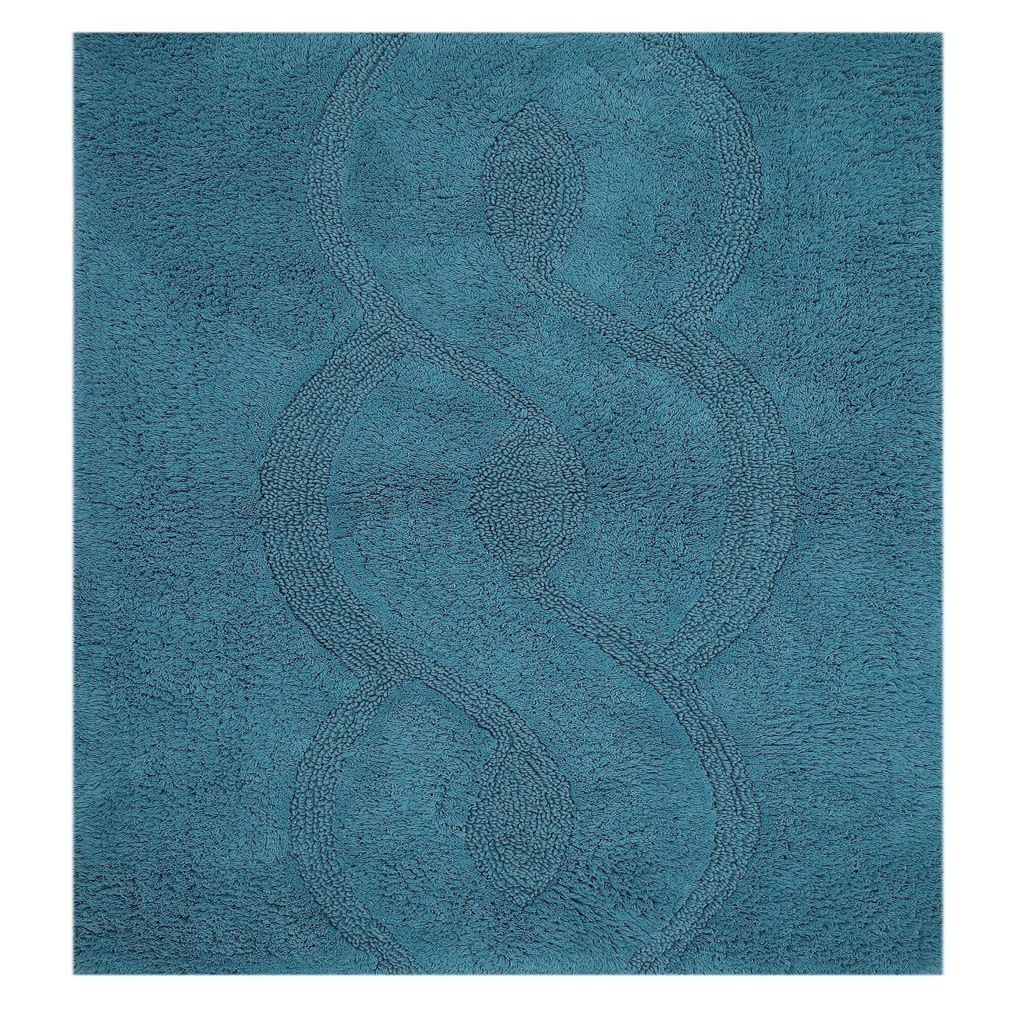 Angle. Perthshire Platinum Concepts - Luxurious Aqua Chain Design Cotton Bath Rug - 21" x 34" - Aqua.
