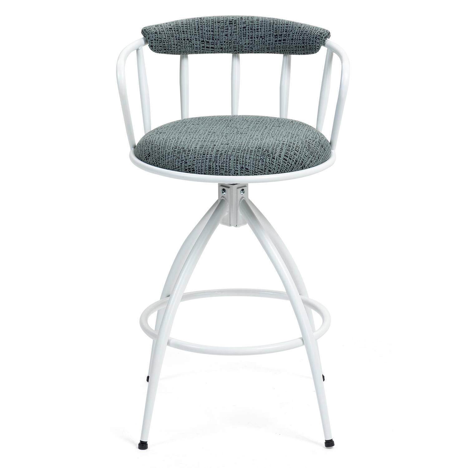 Angle. GOODSILO - 26'' Swivel Counter Height Bar Stools Set of 2 - Fabric Seat, Metal Frame, Modern Industrial Design - Blue-Green.
