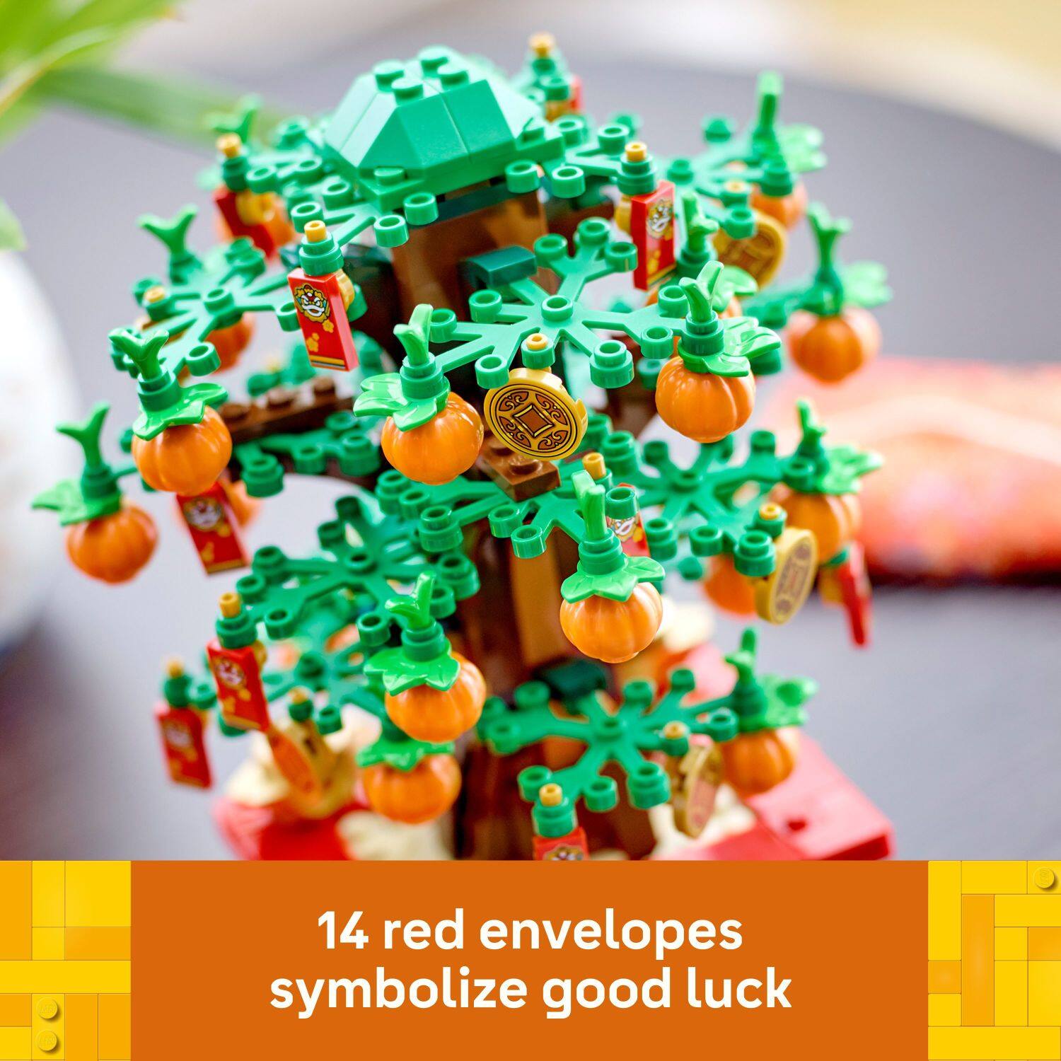 The text on the image reads: "14 red envelopes symbolize good luck."