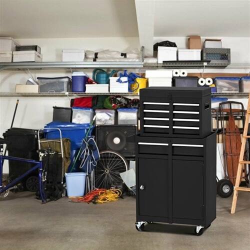 Back. SlickBlue - Mobile Garage Storage Cart with Steel Construction and Lockable Drawers - Black.