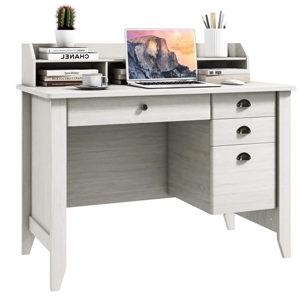 Pefilos - Computer Desk PC Laptop Study Writing Table Workstation, Small Home Office Desk - White