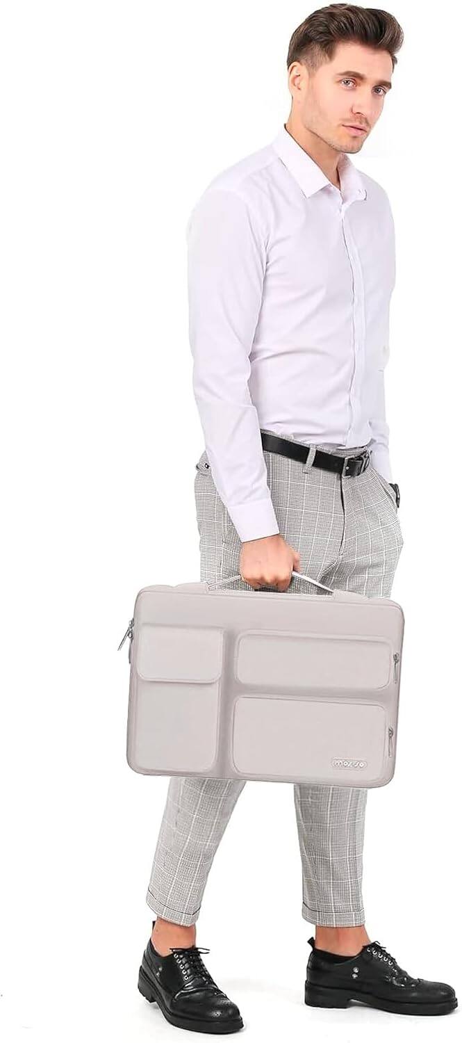 Alt View 2. mosiso - 360 Protective Laptop Sleeve 15 inch for MacBook Air 15 M4 A3241 M3 A3114 M2 A2941 2025-2023, Dell XPS 15 - Stone Gray.