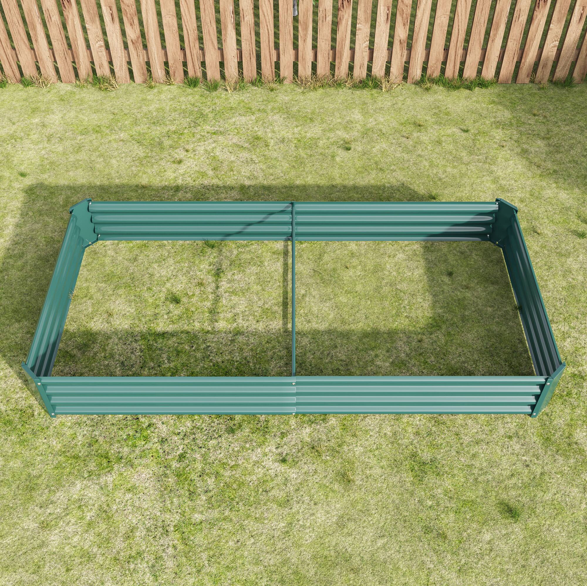 Alt View 2. PAIHOME - Metal Raised Garden Bed, 7.6x3.7x0.98 ft Rectangle Raised Planter for Flowers Plants, Vegetables Herb, Garden Decor - Green.