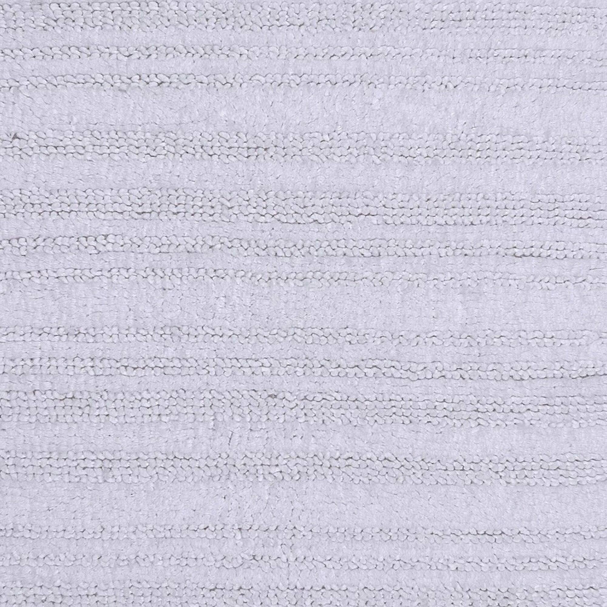 Left. Knightsbridge - Knightsbridge Plush Cotton Reversible Bath Rug - Luxurious White Block Pattern - white.