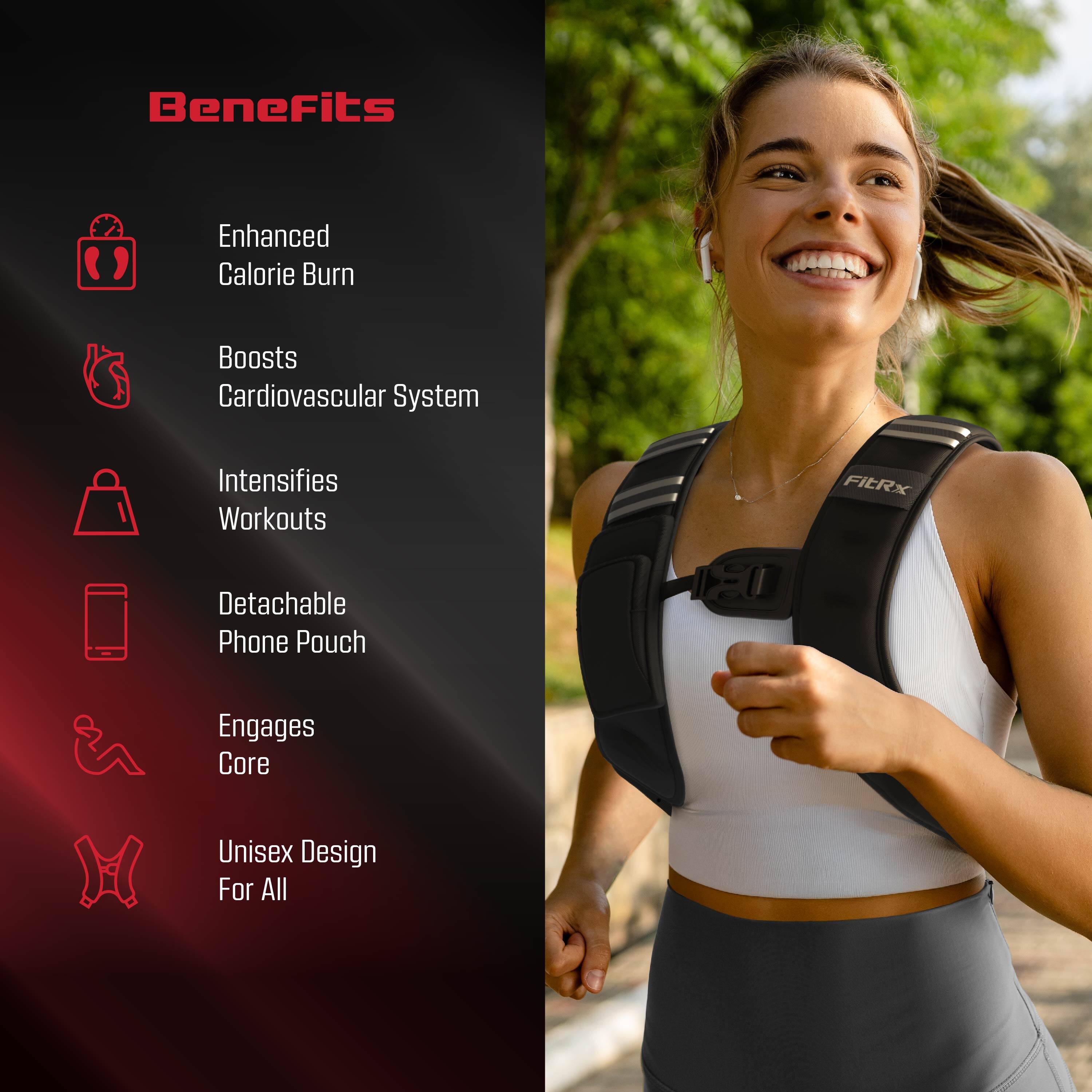Benefits  
- Enhanced Calorie Burn  
- Boosts Cardiovascular System  
- Intensifies Workouts  
- Detachable Phone Pouch  
- Engages Core  
- Unisex Design For All