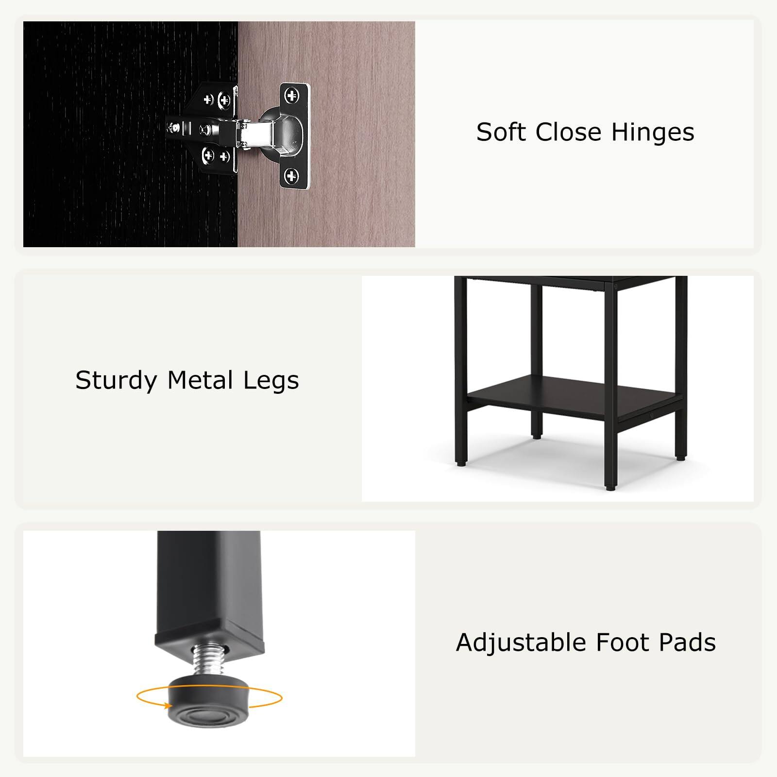 Soft Close Hinges, Sturdy Metal Legs, Adjustable Foot Pads
