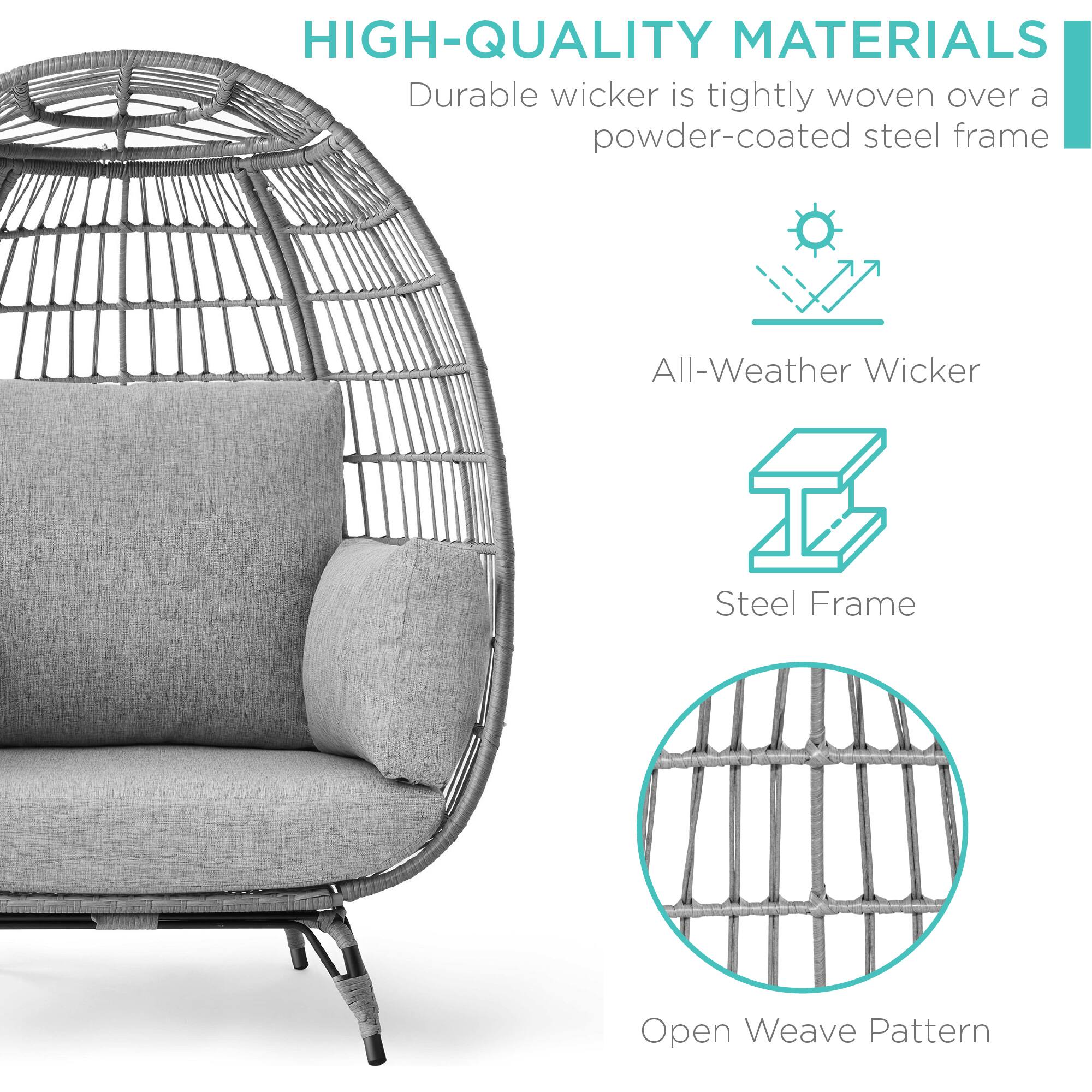 HIGH-QUALITY MATERIALS  
Durable wicker is tightly woven over a powder-coated steel frame

- All-Weather Wicker
- Steel Frame
- Open Weave Pattern