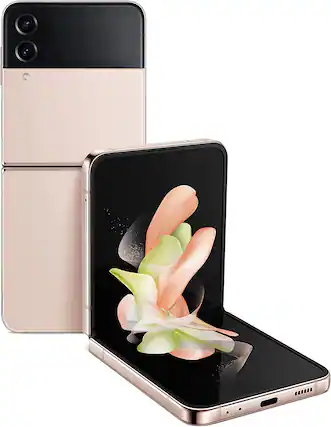 Front. Samsung - Galaxy Z Flip4 5G F721U (Fully Unlocked) 128GB - Pink Gold.