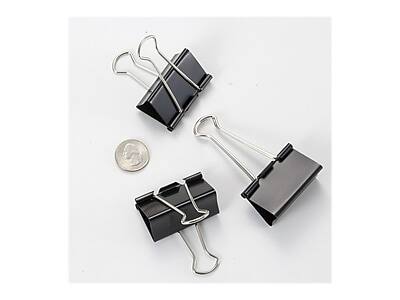 Alt View 2. Officemate - Large Binder Clips, 1" Capacity, Black, 12 Clips/Pack (99100) - Black.