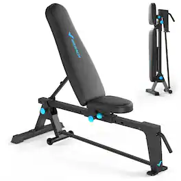 MERACH - P14 Foldabl Weight Dumbell Bench for HomeGym with 1100 LBS,5 Back & 2 Seat Positions Adjustable - Black