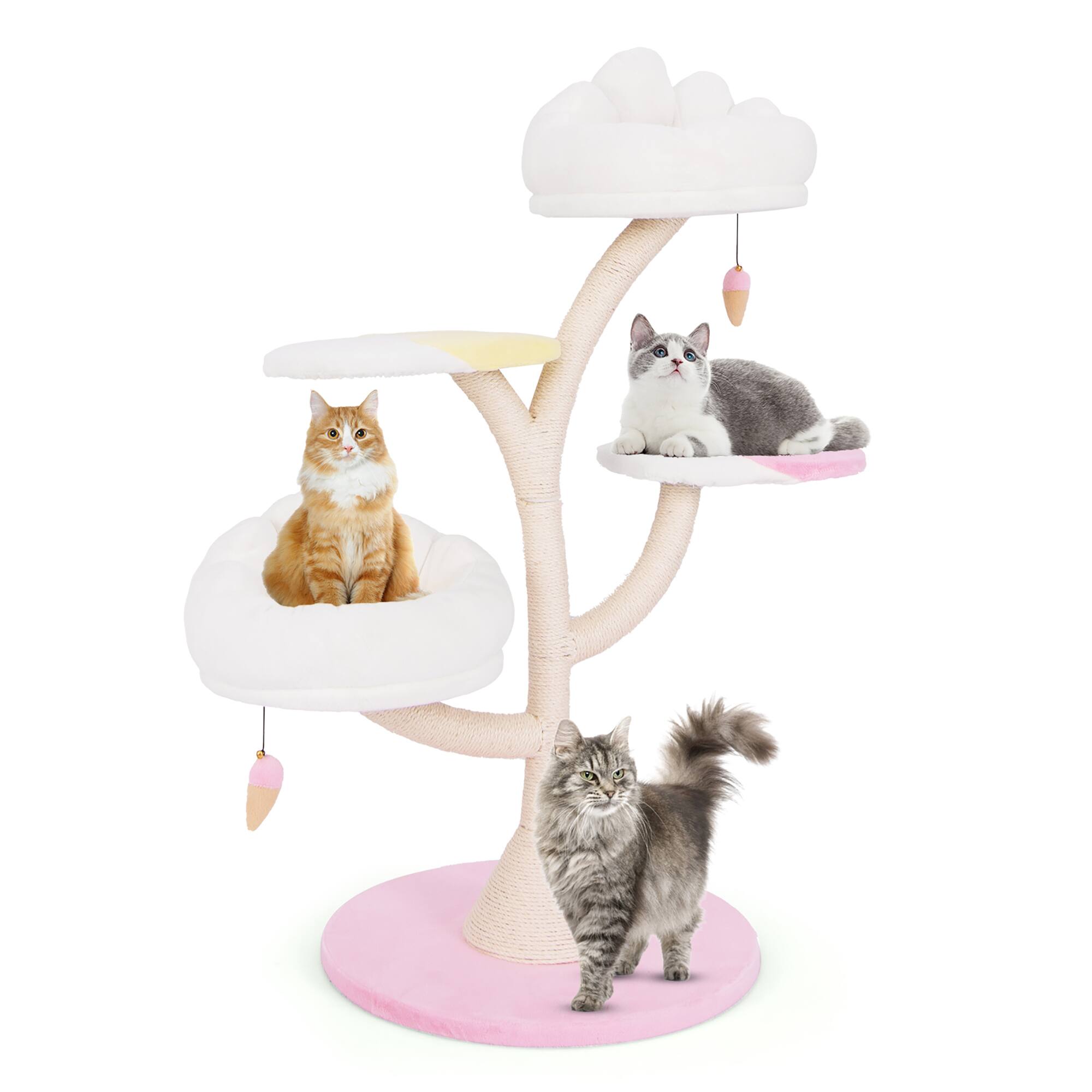 Alt View 9. Gymax - Gymax Multi-Layer Cat Tree Cute Cat Tower w/ 2 Cat Perches & 2 Platforms - GYM14414.