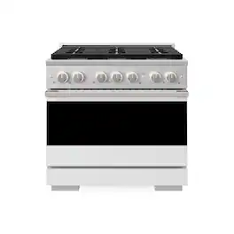 ZLINE - 36 in. 5.2 cu. ft. Marino Freestanding Gas Range with 6 Burner Cooktop and Manual Clean Convection Gas Oven - White Matte