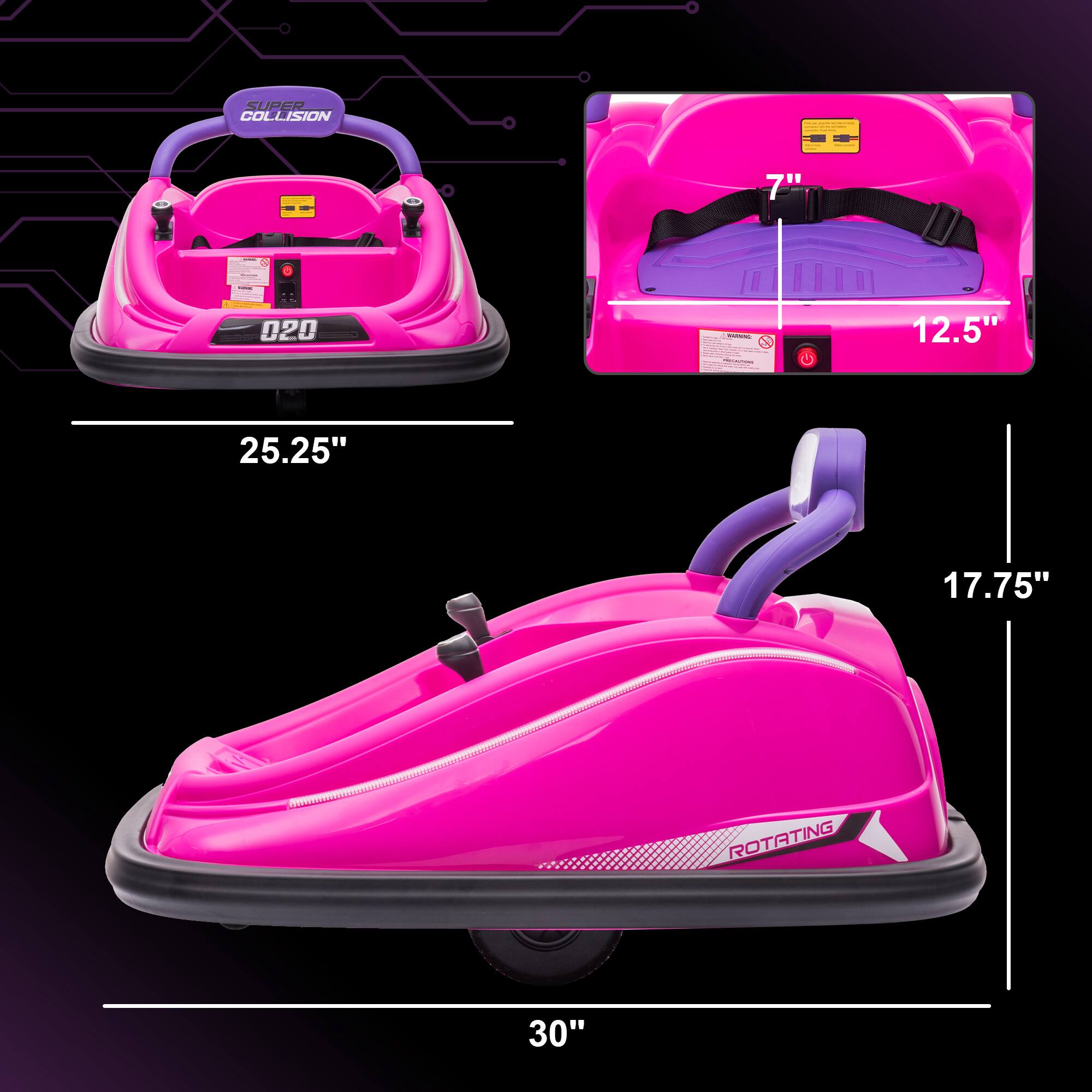 SUPER COLLISION  
H 7"  
C 12.5" 25.25" 17.75"  
ROTATING 30"